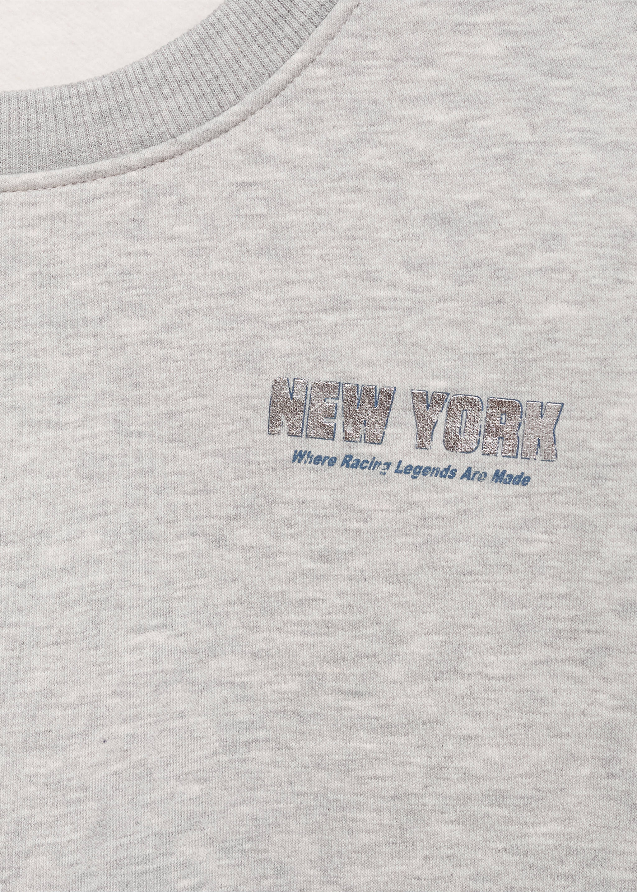 Printed cotton sweatshirt - Details of the article 8, Light Heather Grey. Ref: 17034777-00.