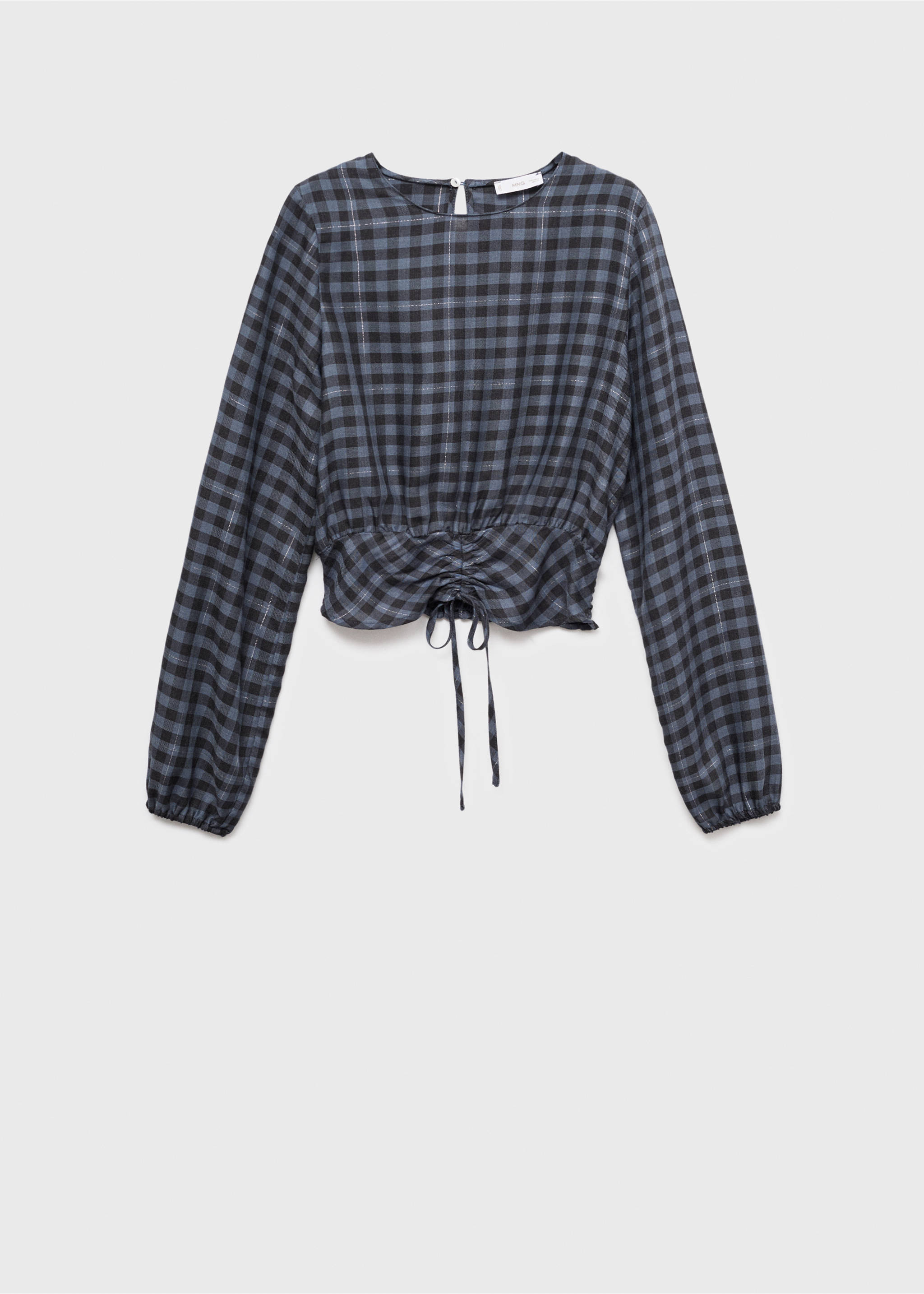 Check blouse with lurex detail - Article without model, Grey. Ref: 17034779-00.