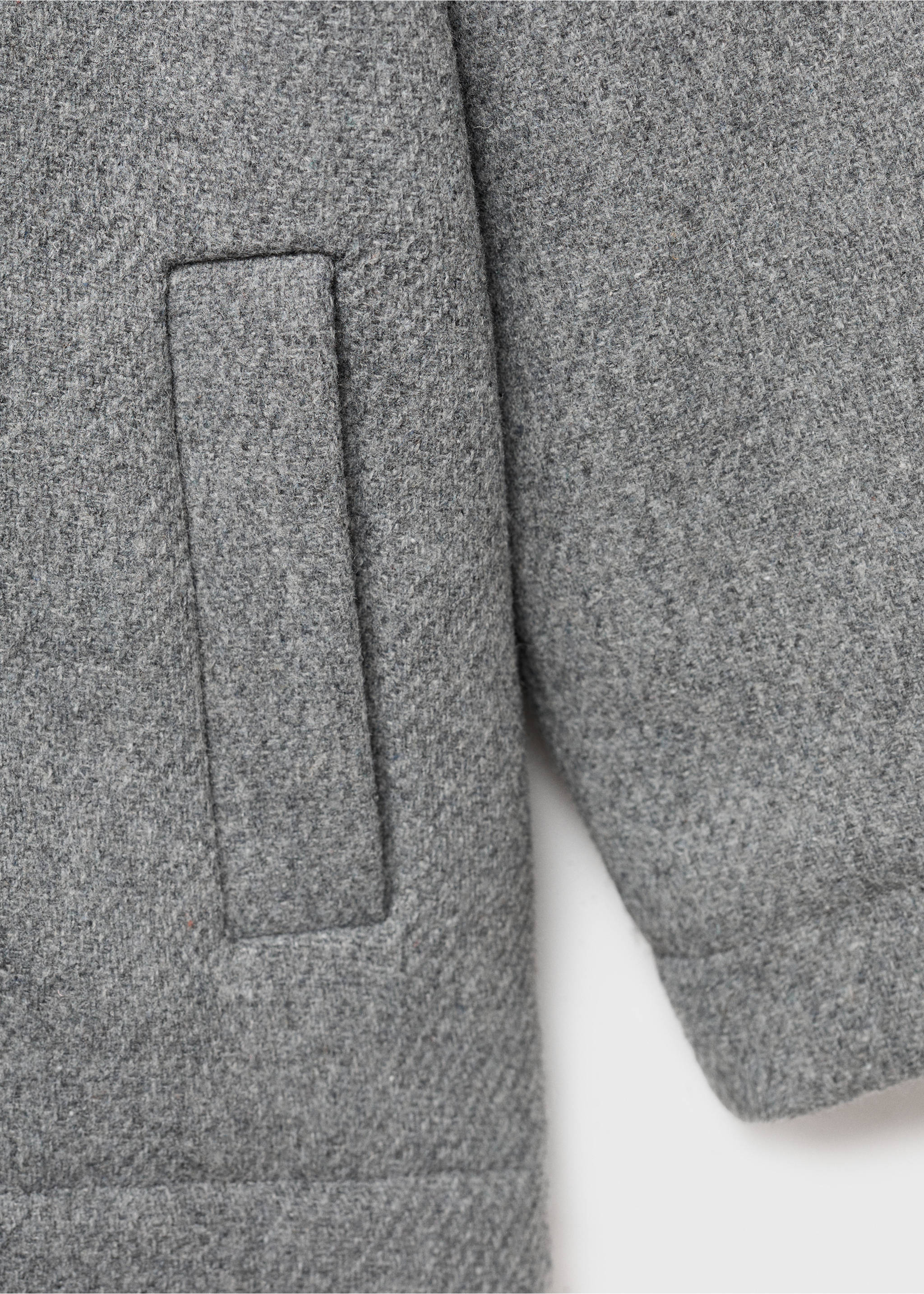 Hooded coat with shearling-effect lining - Details of the article 8, Grey. Ref: 17034780-00.