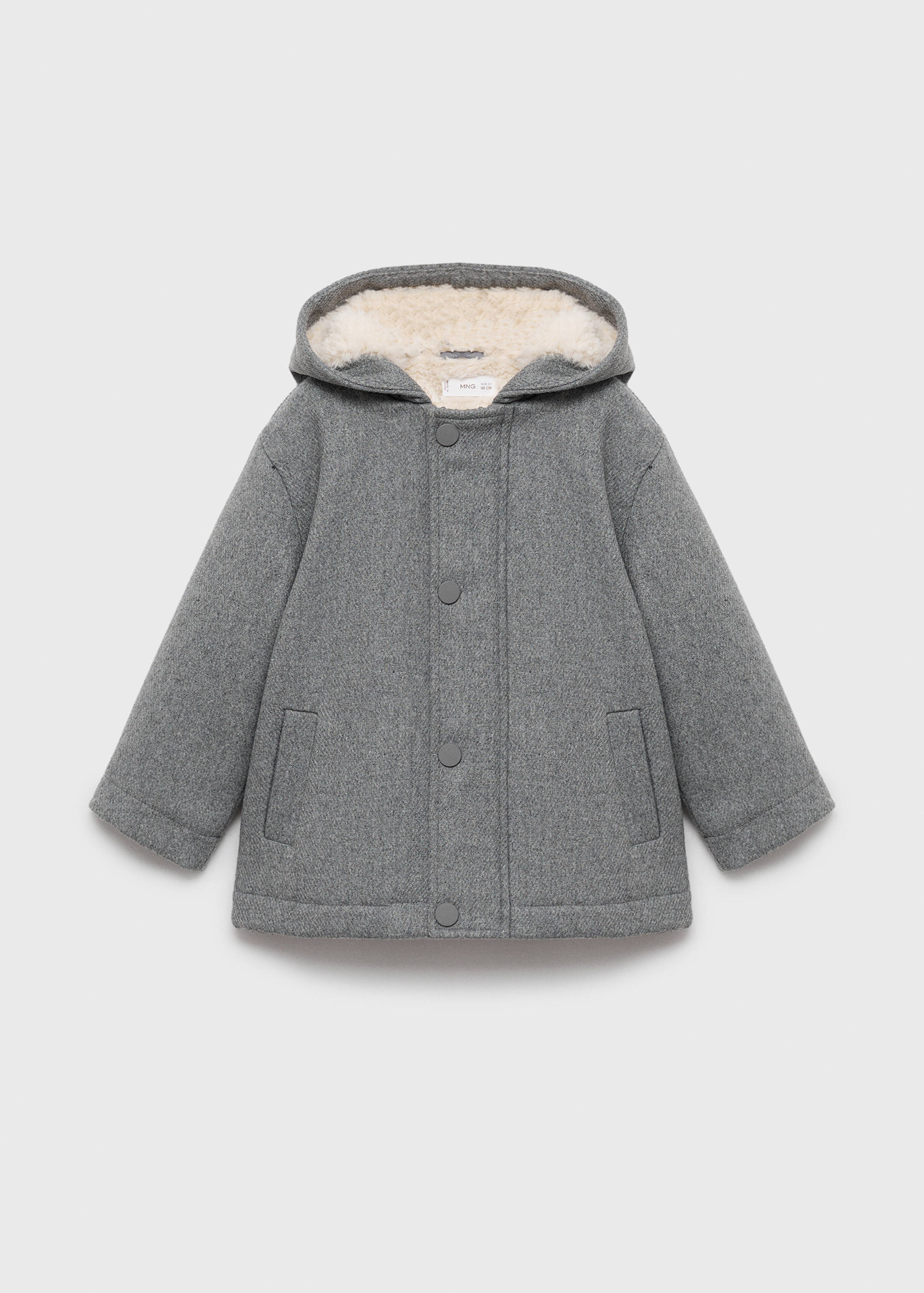 Hooded coat with shearling-effect lining - Article without model
