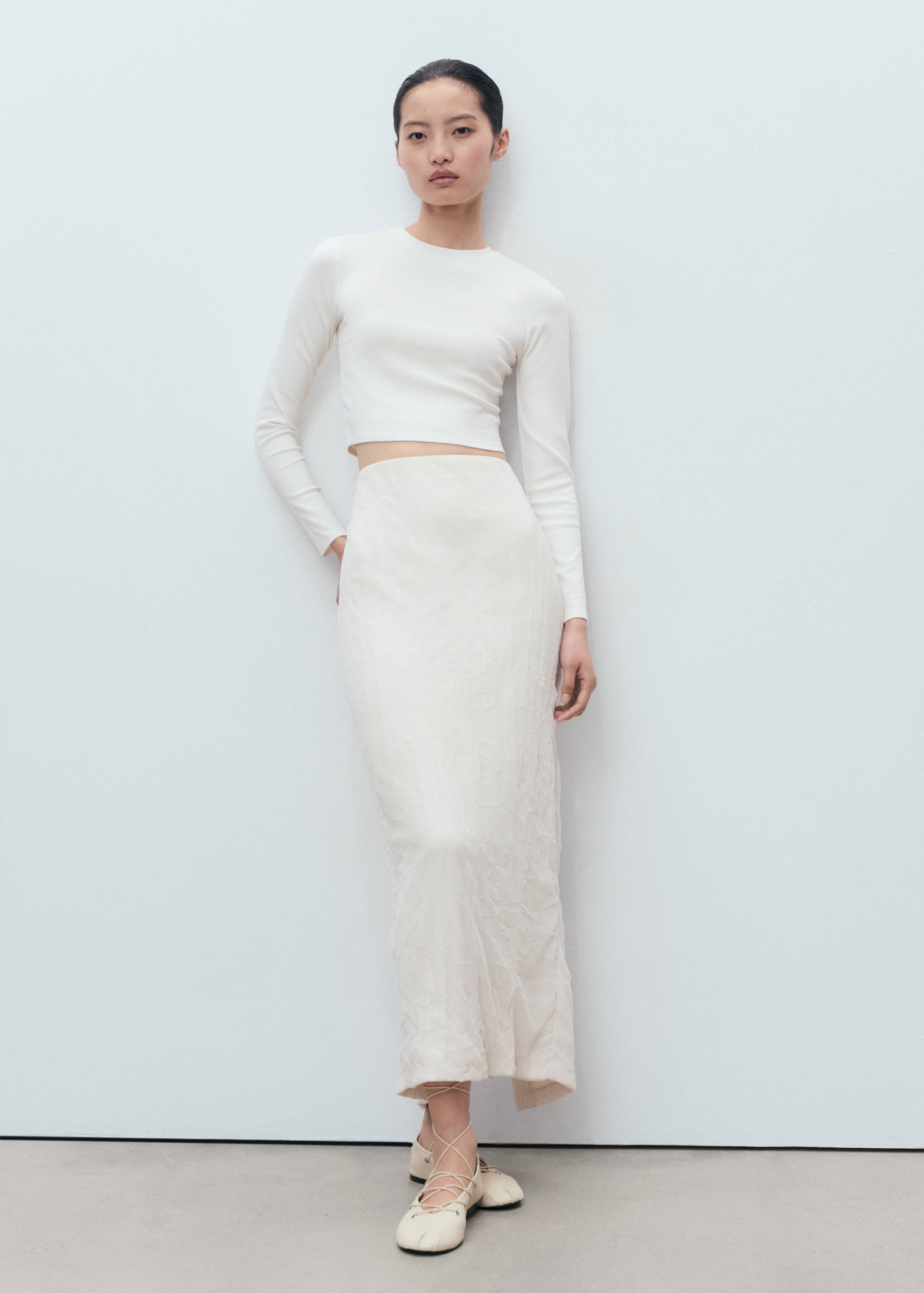 Long-sleeved cropped t-shirt - General plane