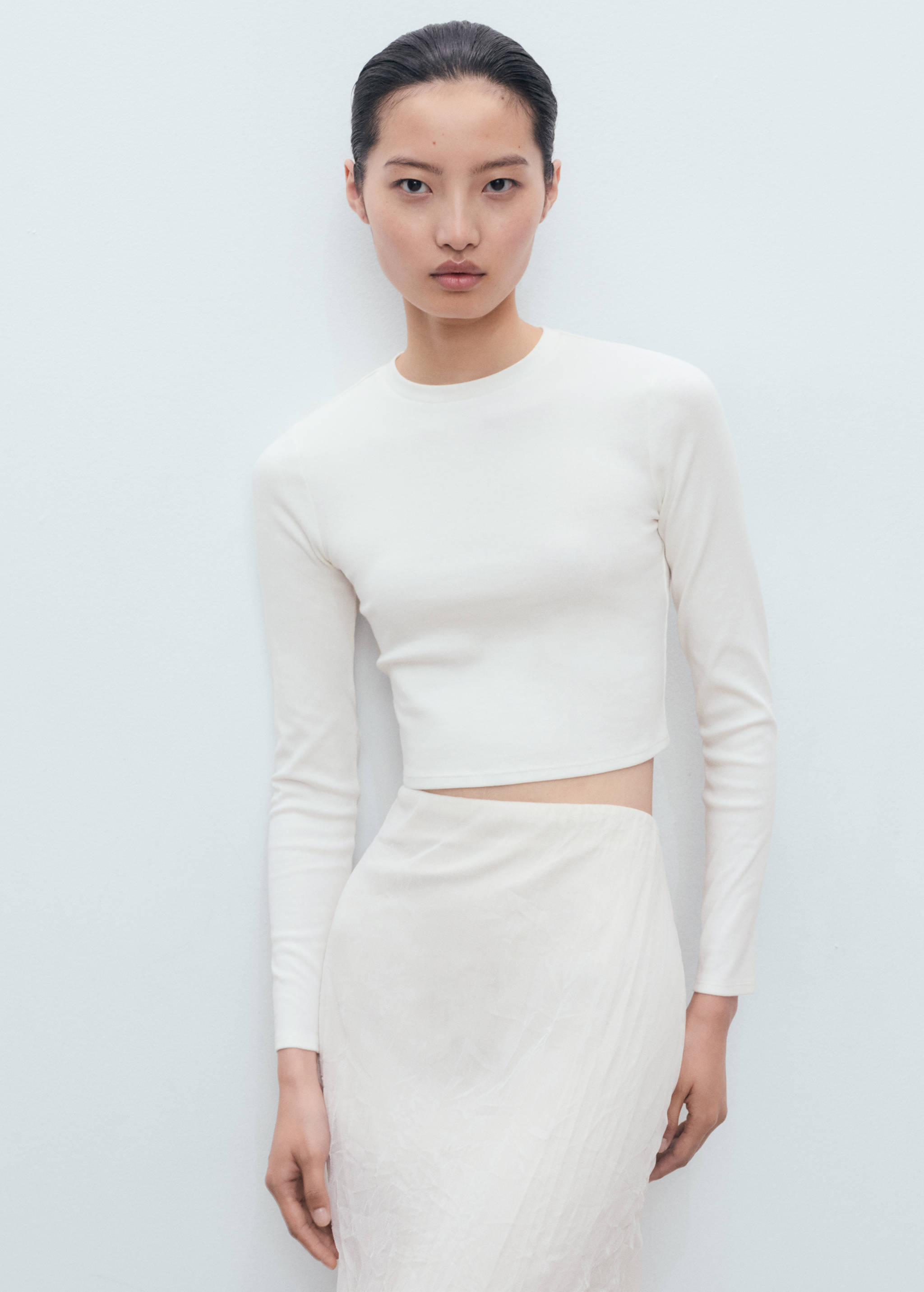 Long-sleeved cropped t-shirt - Medium plane