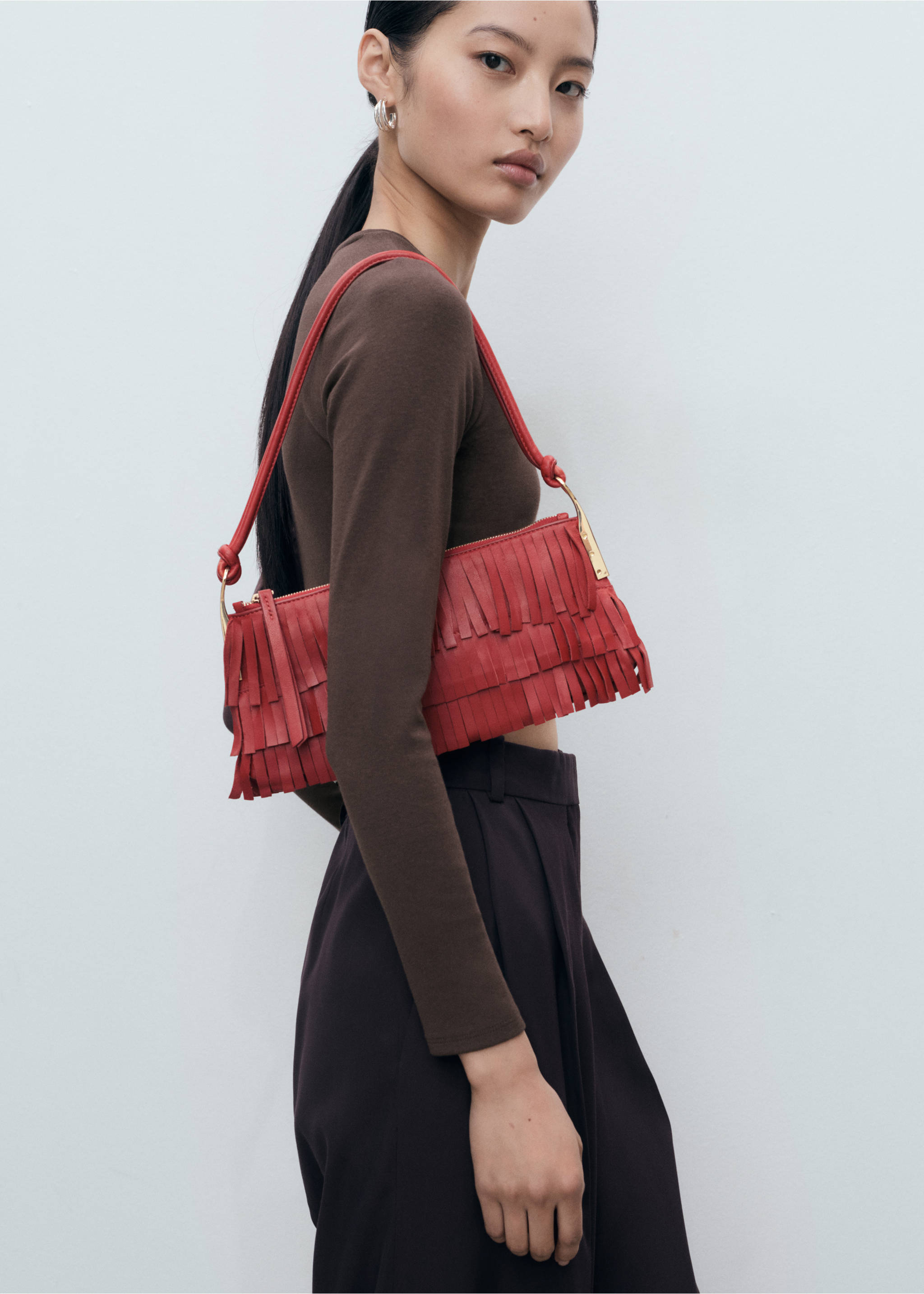 Long-sleeved cropped t-shirt - Medium plane, Brown. Ref: 17034781-00.