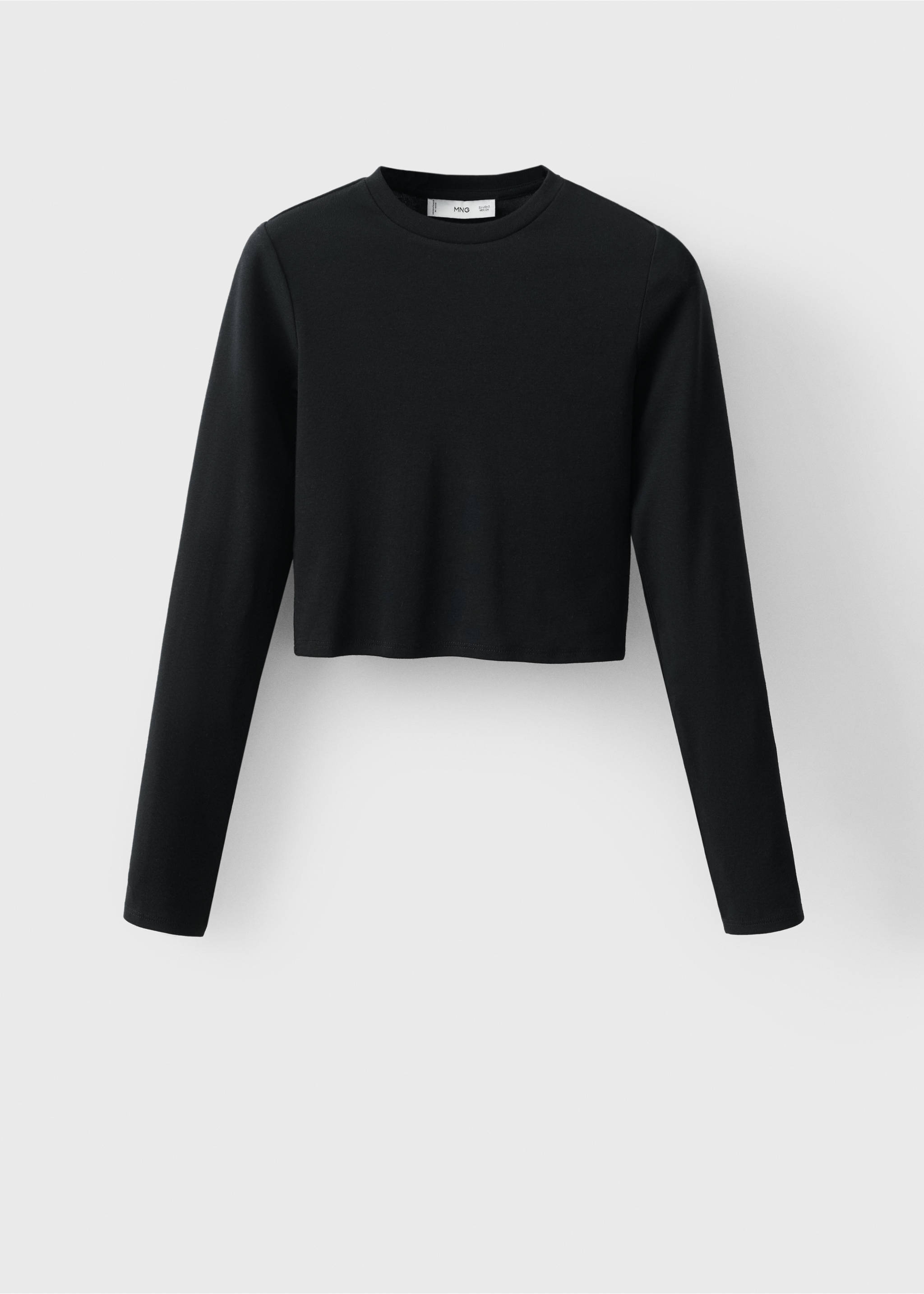 Long-sleeved cropped t-shirt - Article without model, Black. Ref: 17034781-00.