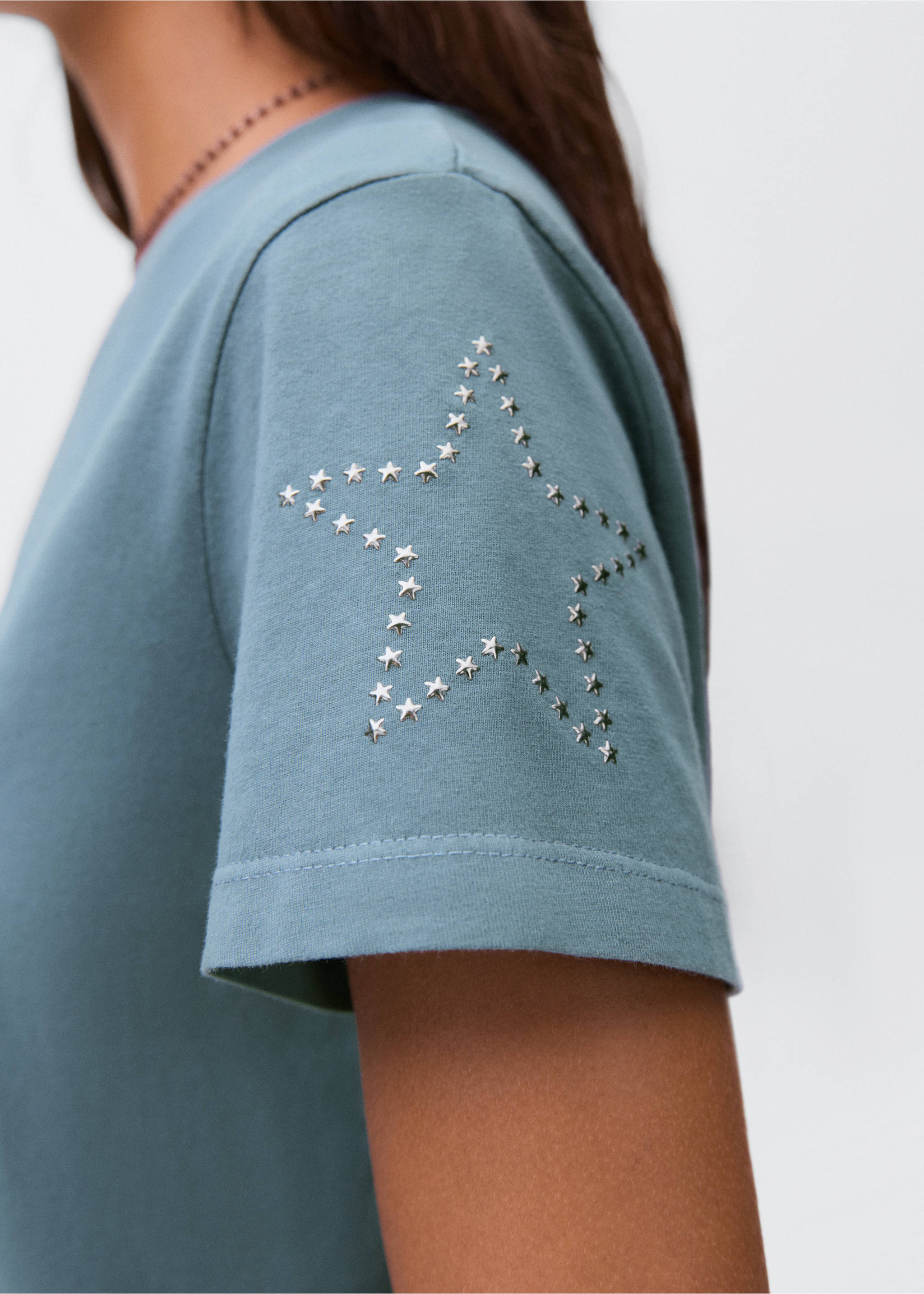 Star-studded t-shirt - Details of the article 3, Green. Ref: 17034782-00.