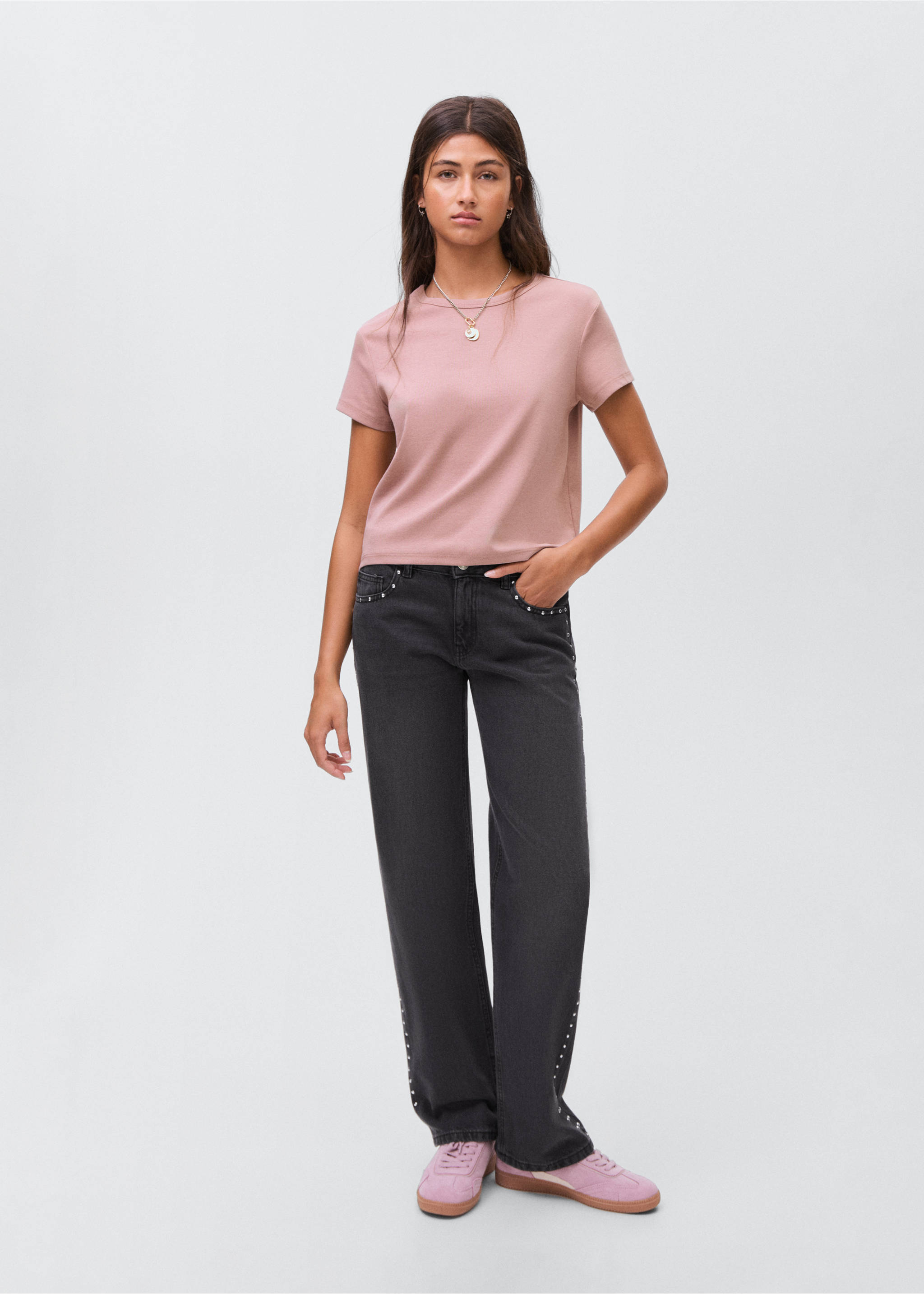 Fitted cotton t-shirt - General plane, Pink. Ref: 17034783-00.