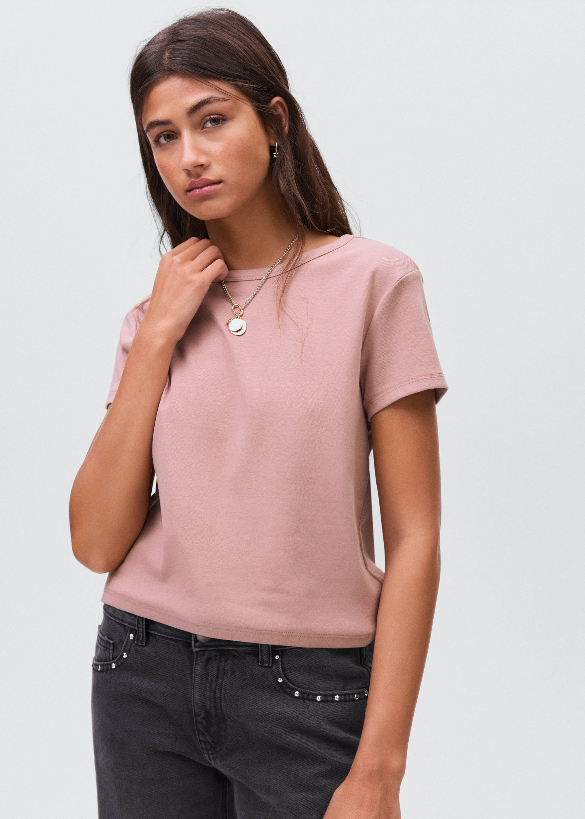 T-shirt coton ajusté - Plan moyen