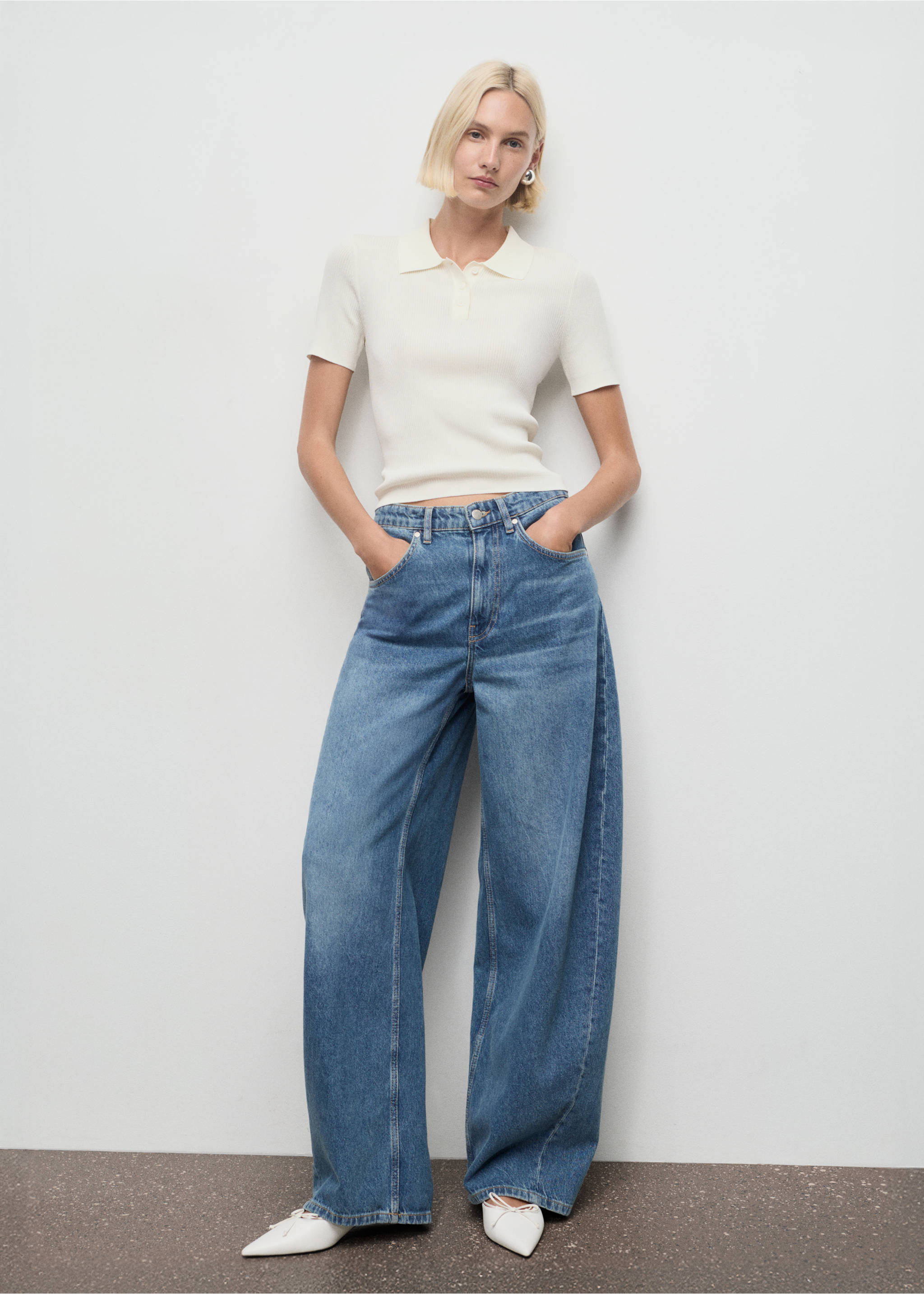Mid-rise balloon jeans - General plane, Medium Blue. Ref: 17034788-00.