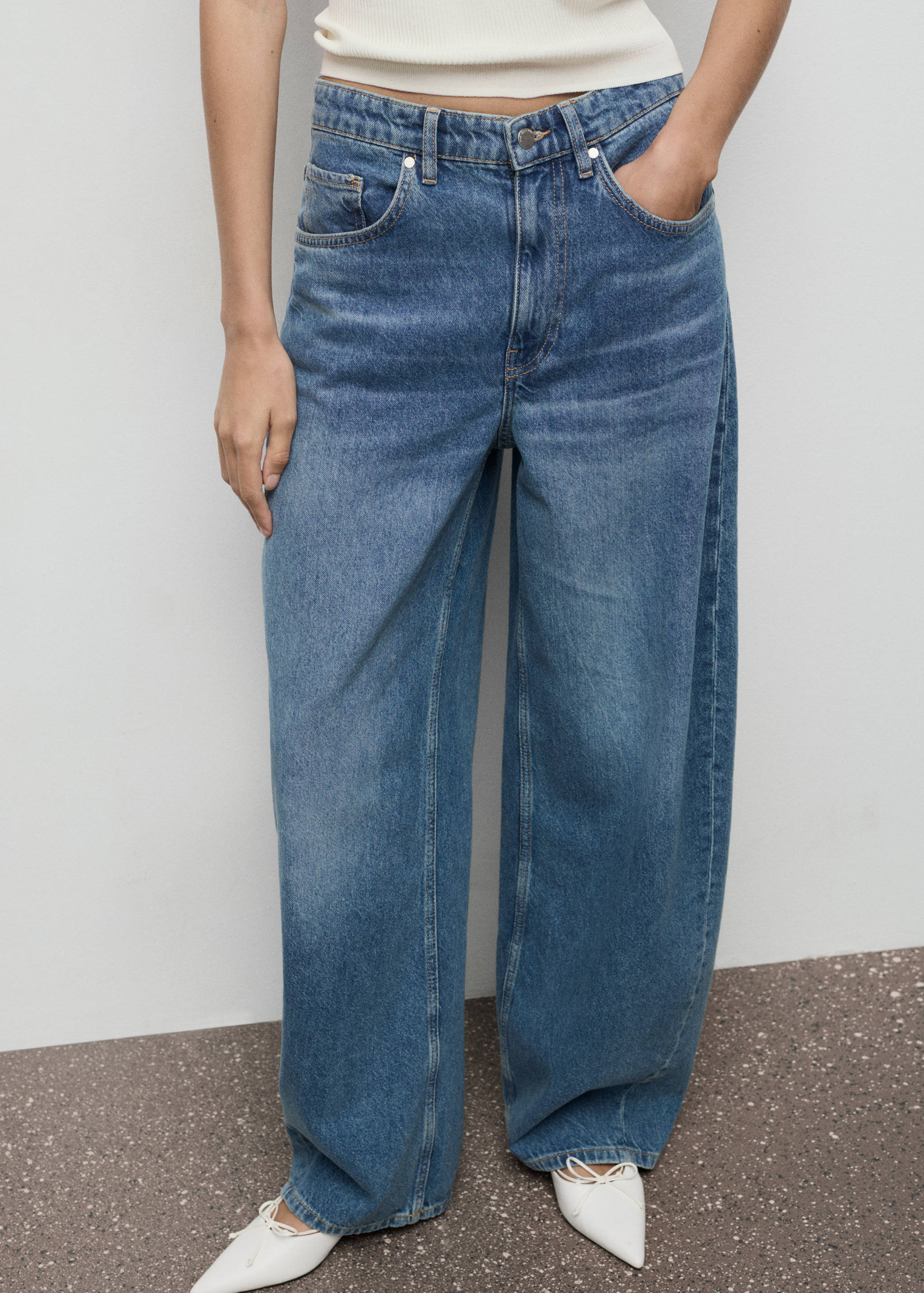 Mid-rise balloon jeans - Medium plane