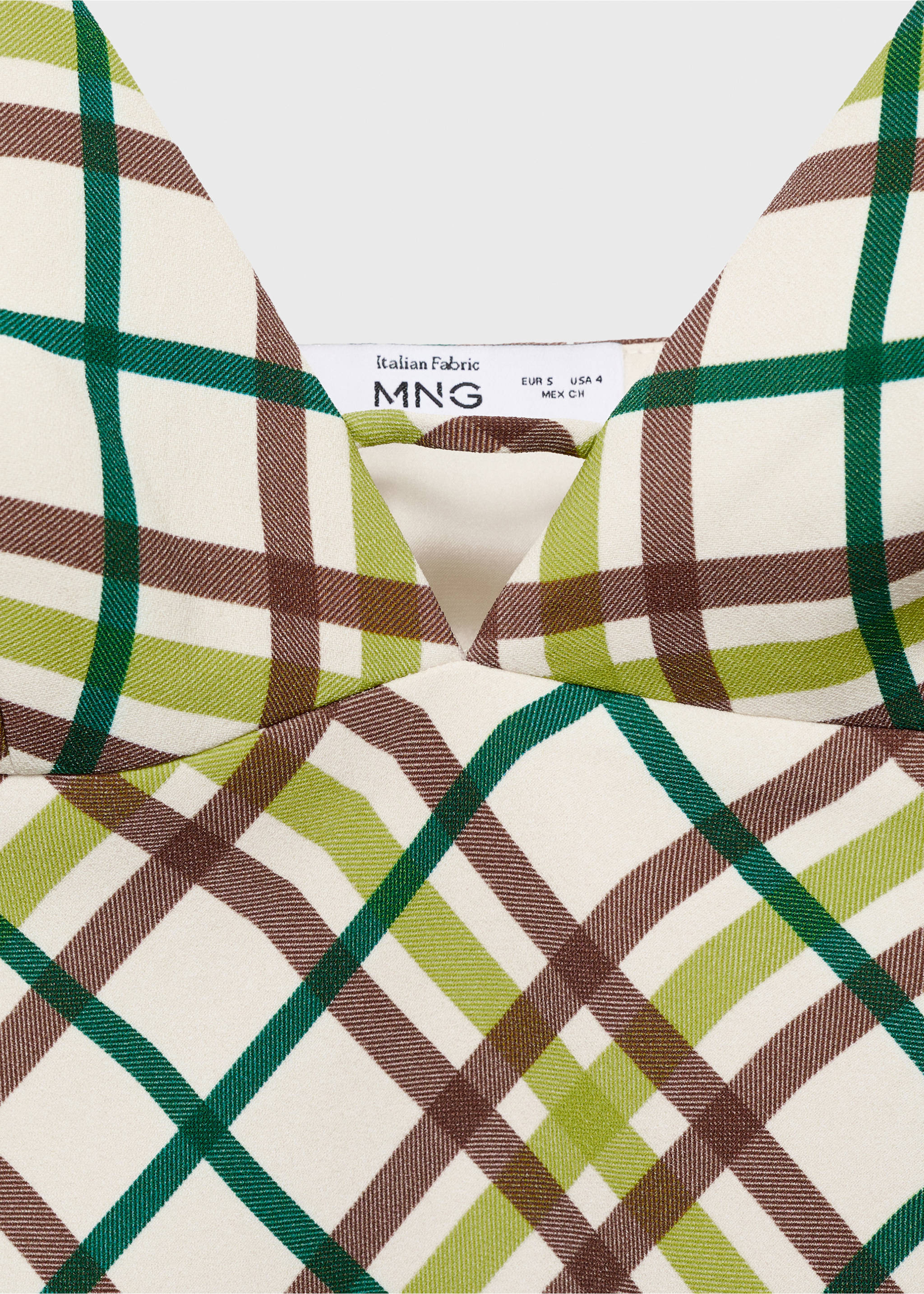 Check neckline dress - Details of the article 8, Off White. Ref: 17034790-00.