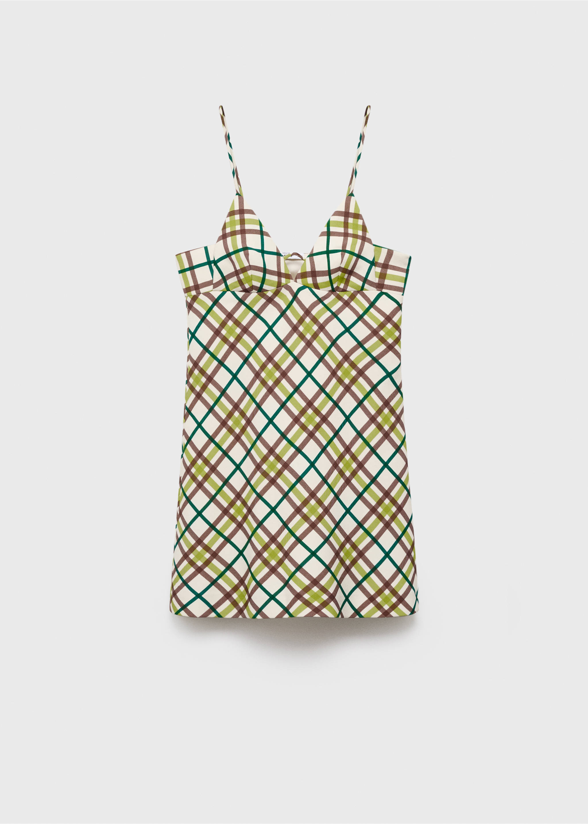 Check neckline dress - Article without model, Off White. Ref: 17034790-00.