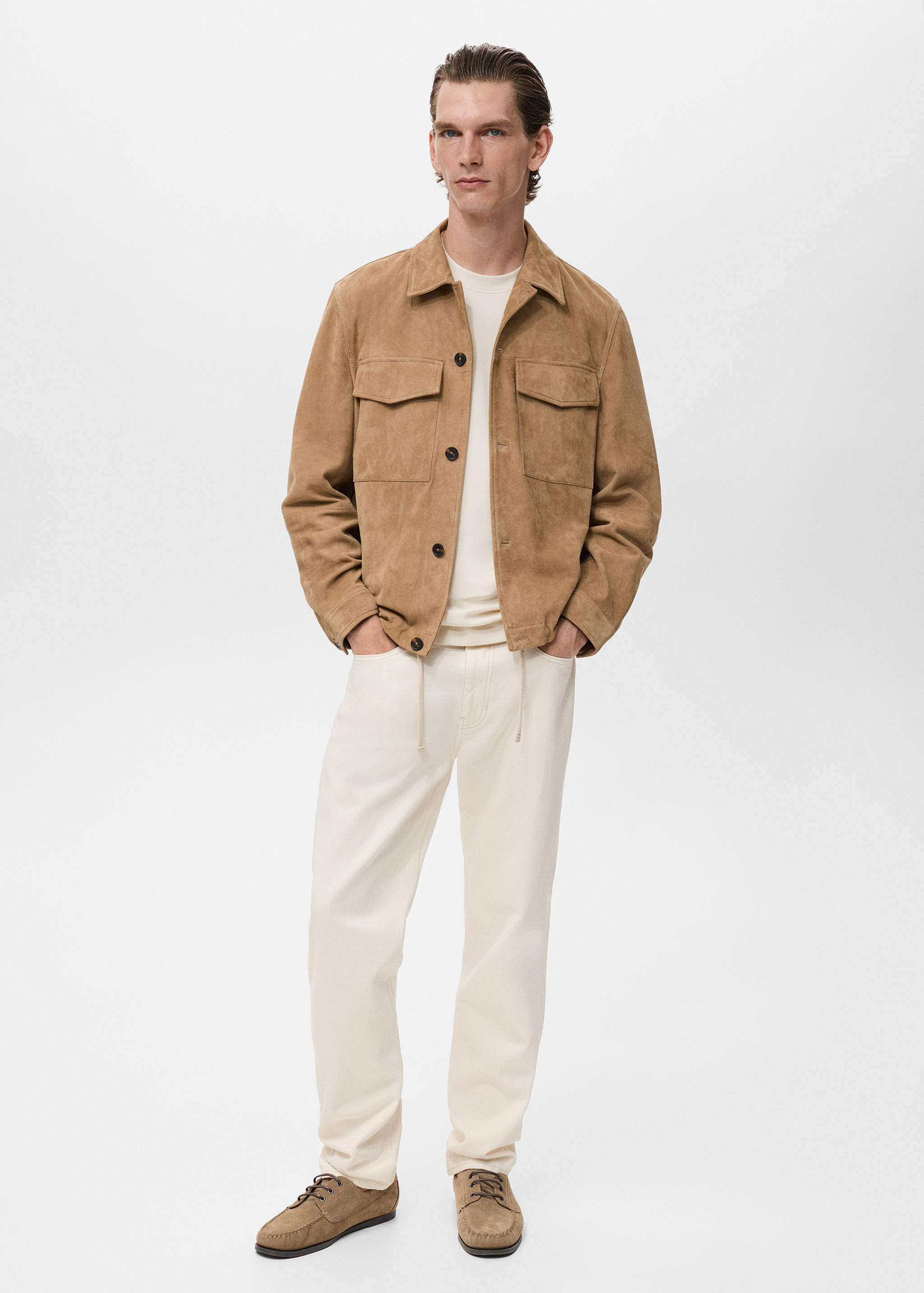 Blouson 100 % cuir daim poches - Plan général