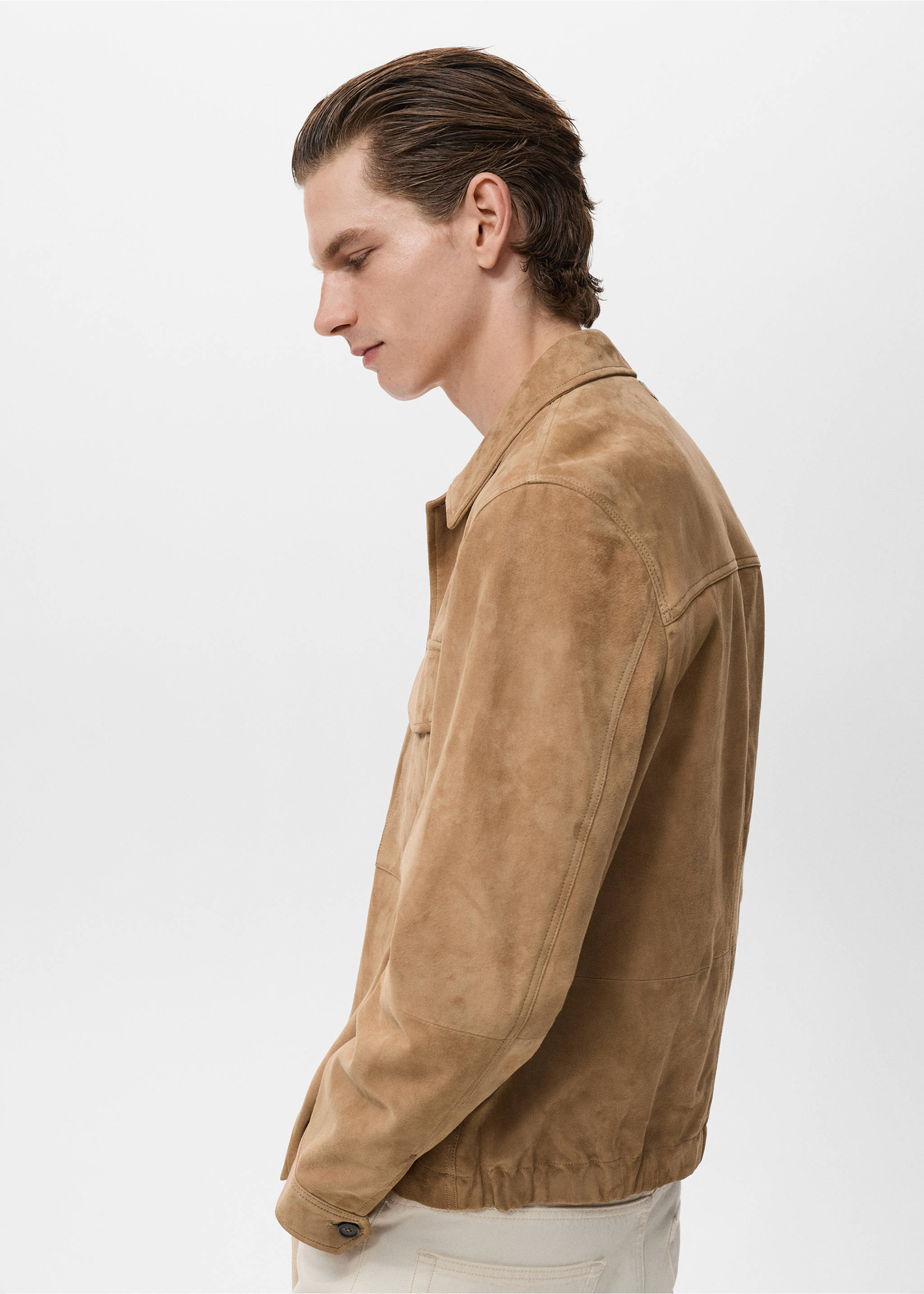 Blouson 100 % cuir daim poches - Détail de l'article 2, Marron moyen. Ref: 17035140-00.