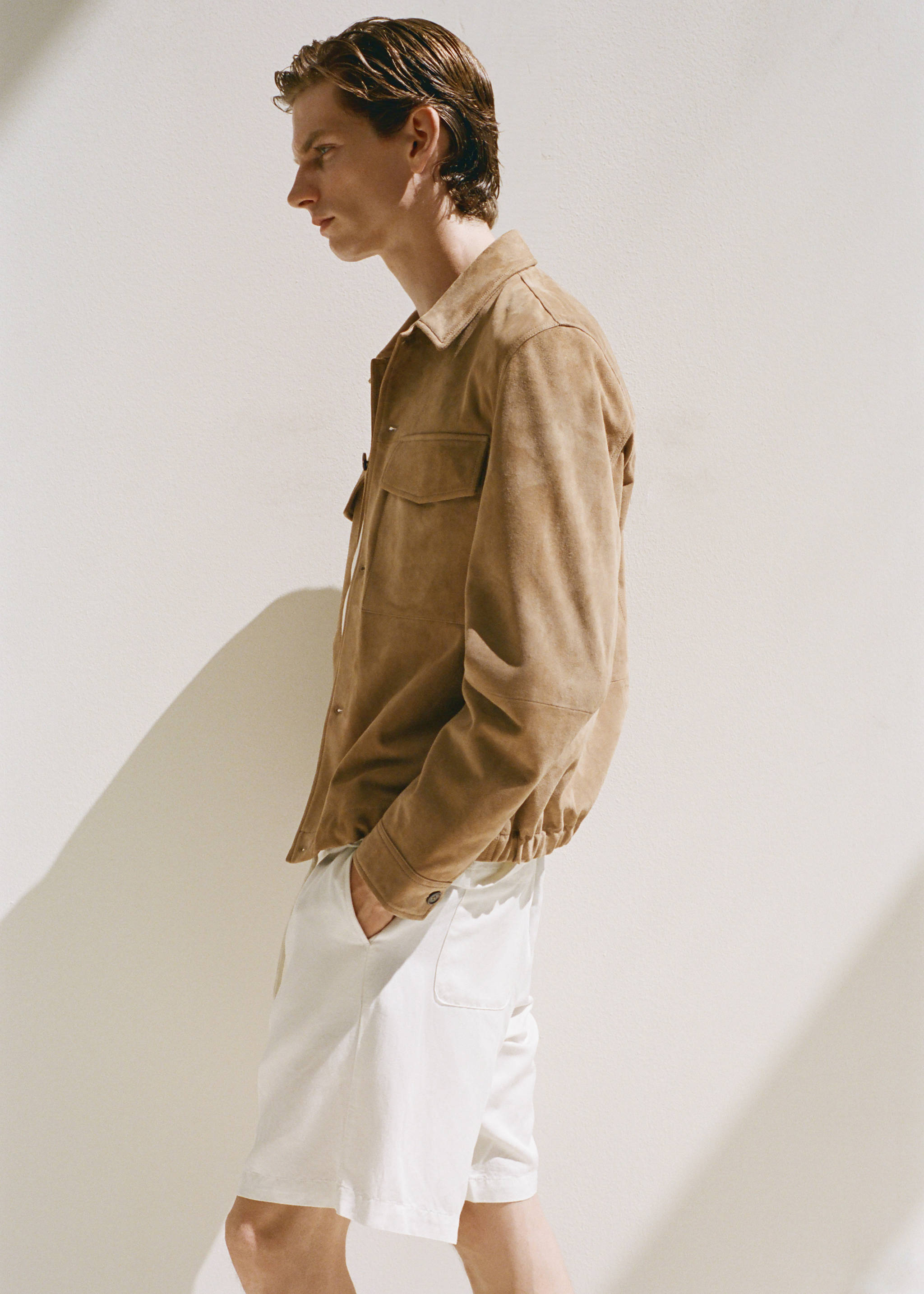 Blouson 100 % cuir daim poches - Détail de l'article 9, Marron moyen. Ref: 17035140-00.