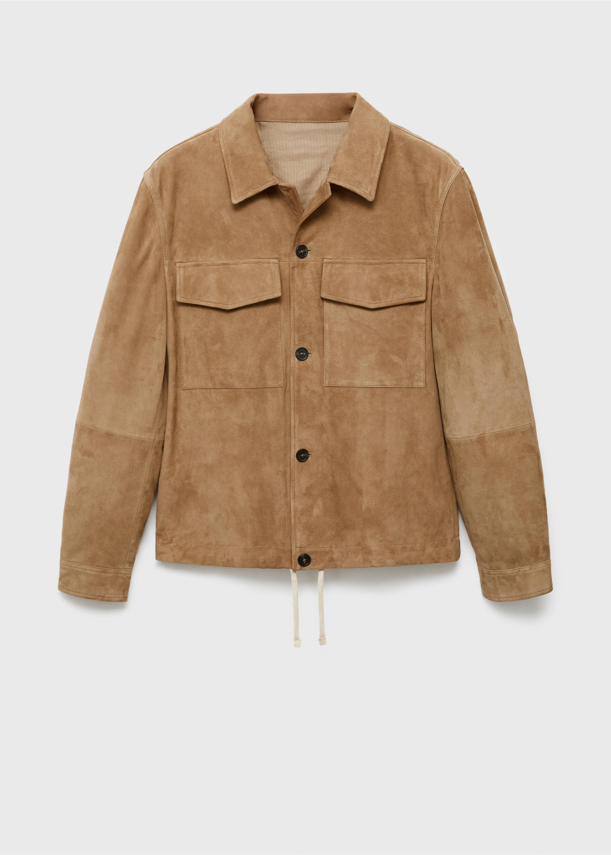 Blouson 100 % cuir daim poches - Article sans modèle, Marron moyen. Ref: 17035140-00.