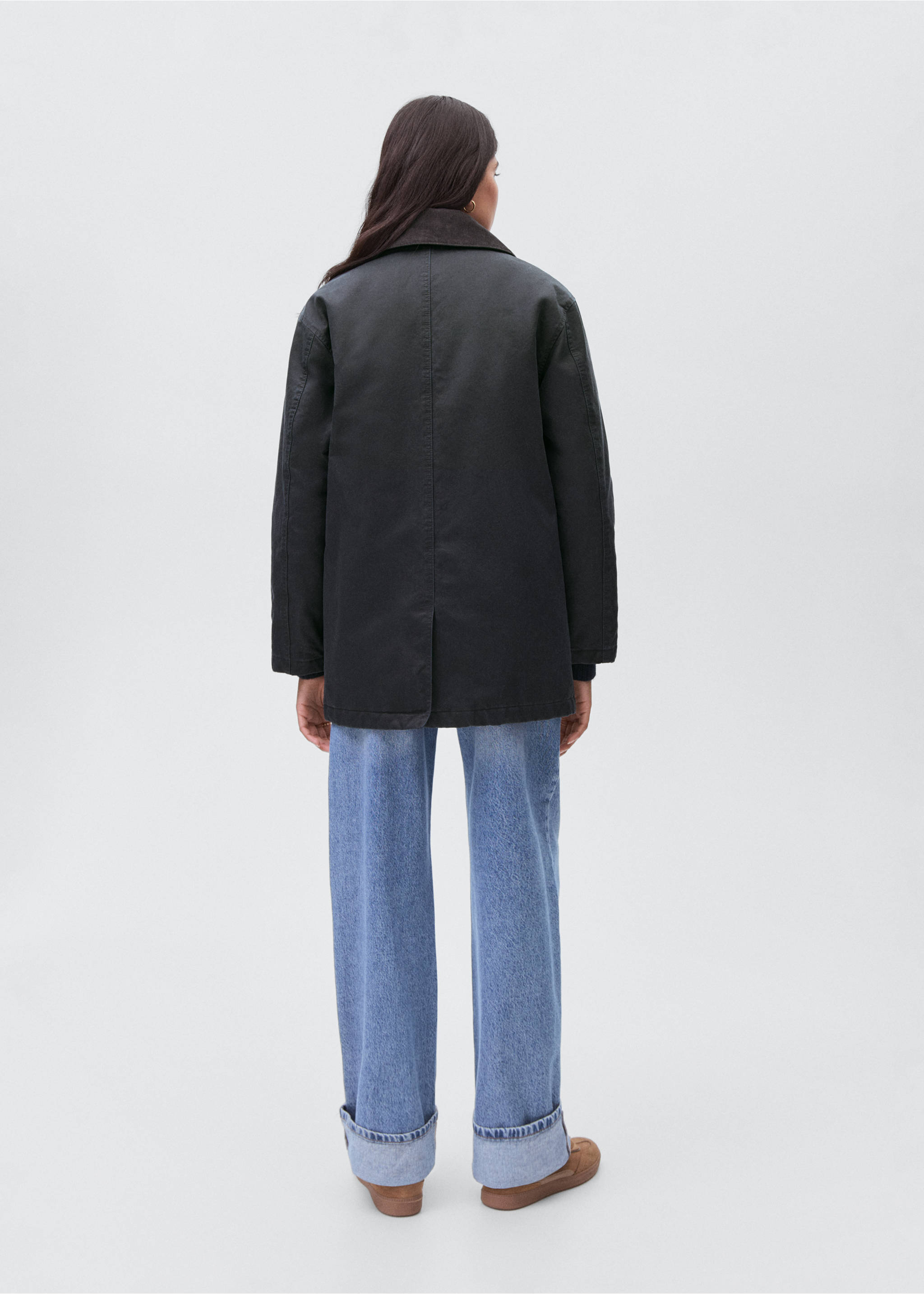 Waxed-effect parka - Reverse of the article, Navy. Ref: 17035141-00.