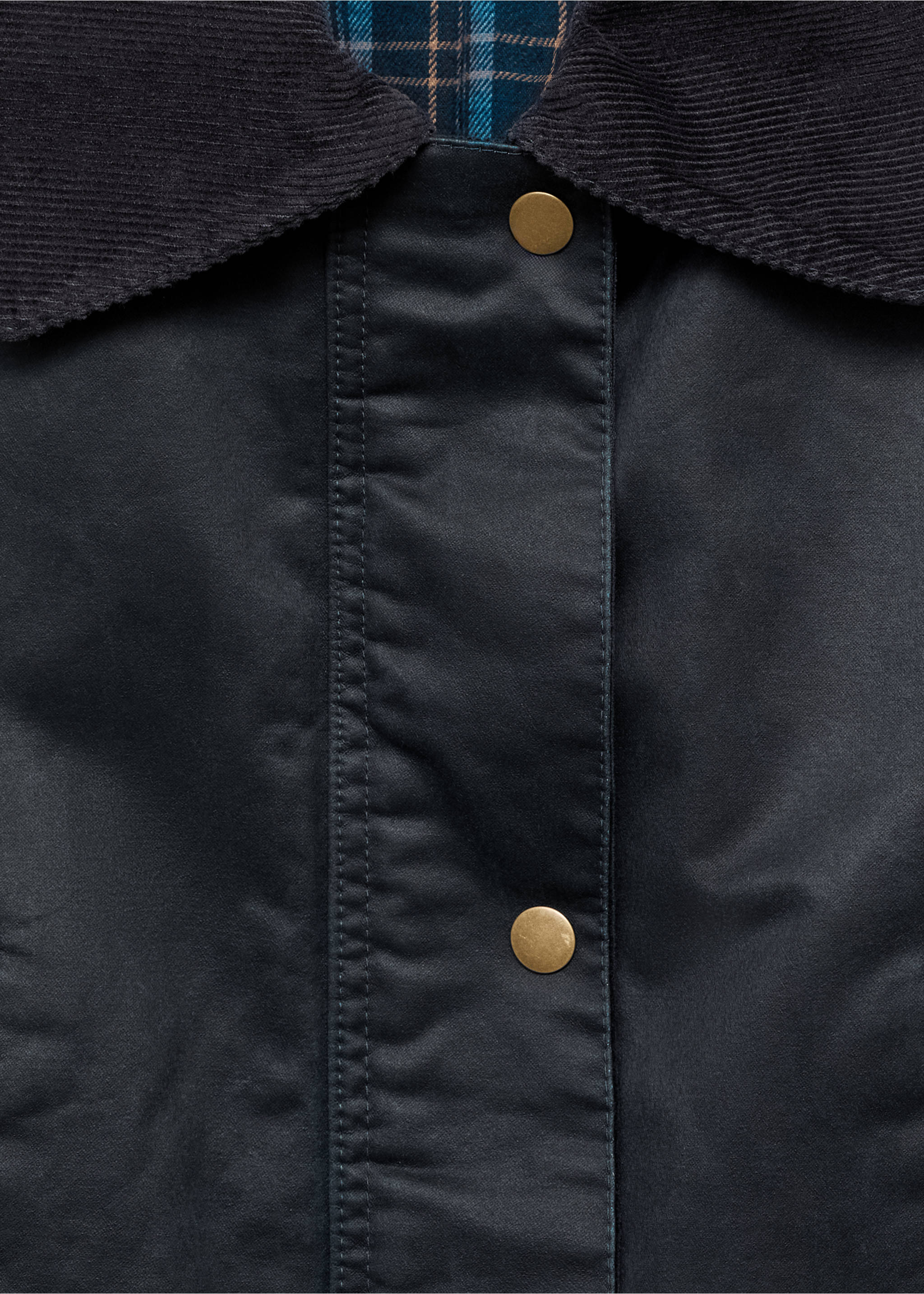 Waxed-effect parka - Details of the article 8, Navy. Ref: 17035141-00.