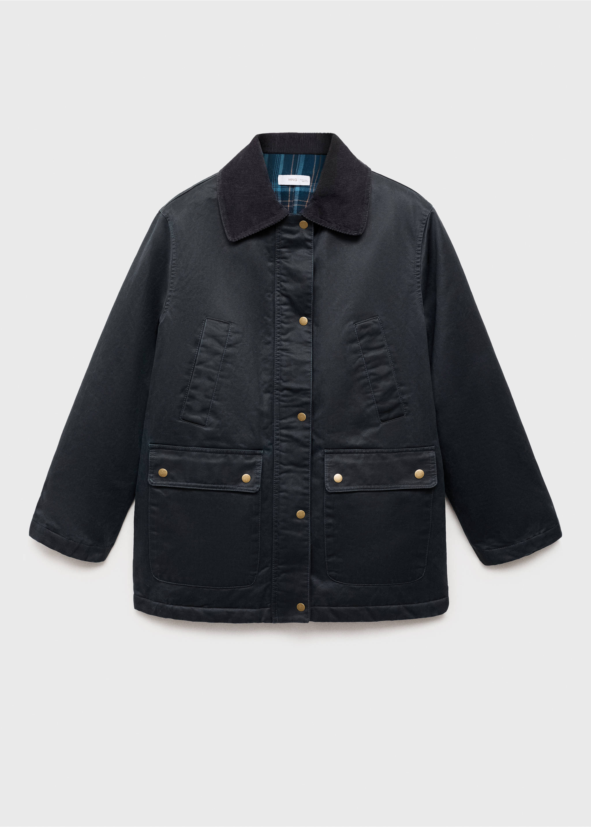 Waxed-effect parka - Article without model, Navy. Ref: 17035141-00.