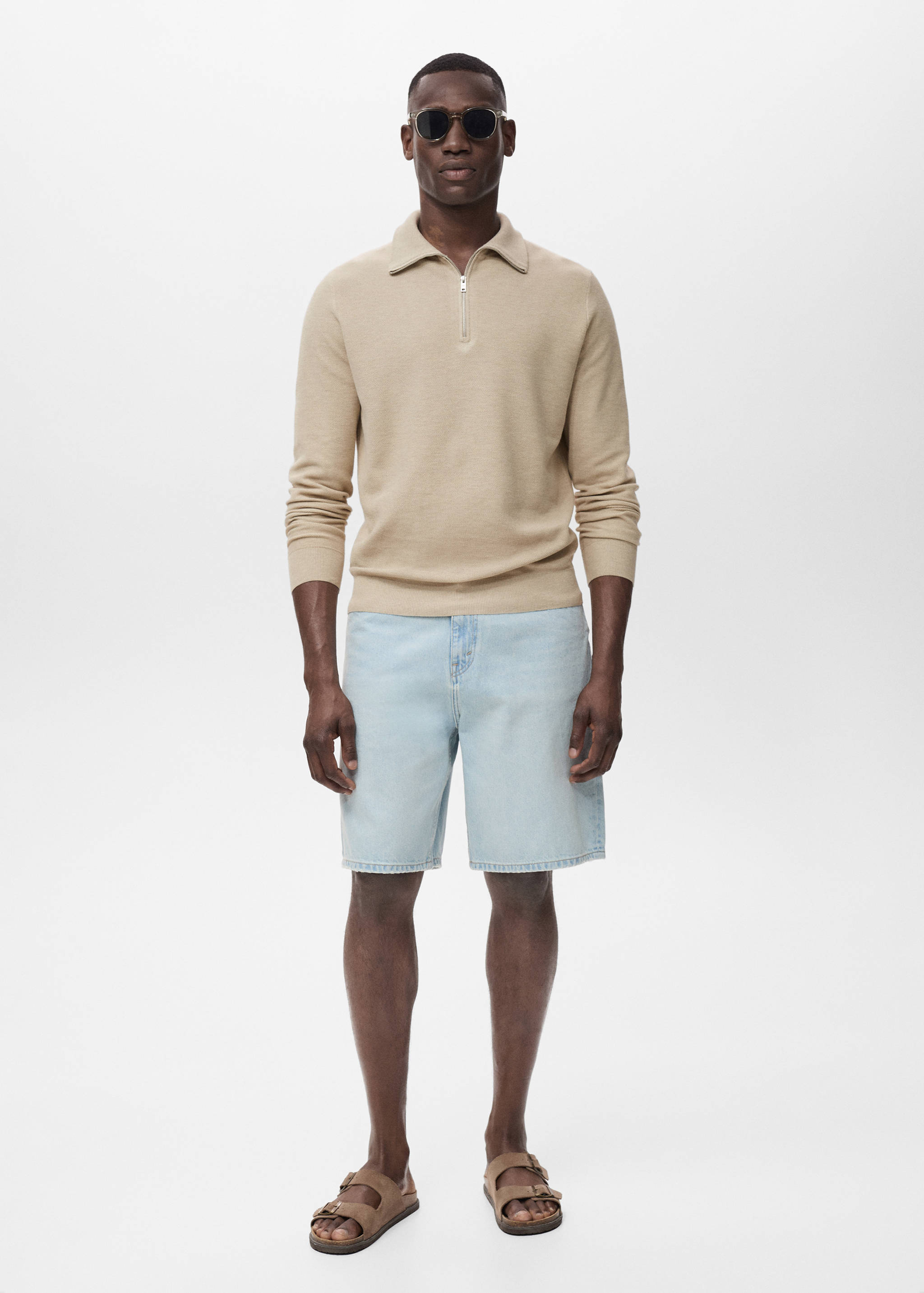 Svetr s mikrostrukturou a límecem na zip - Celkový náhled