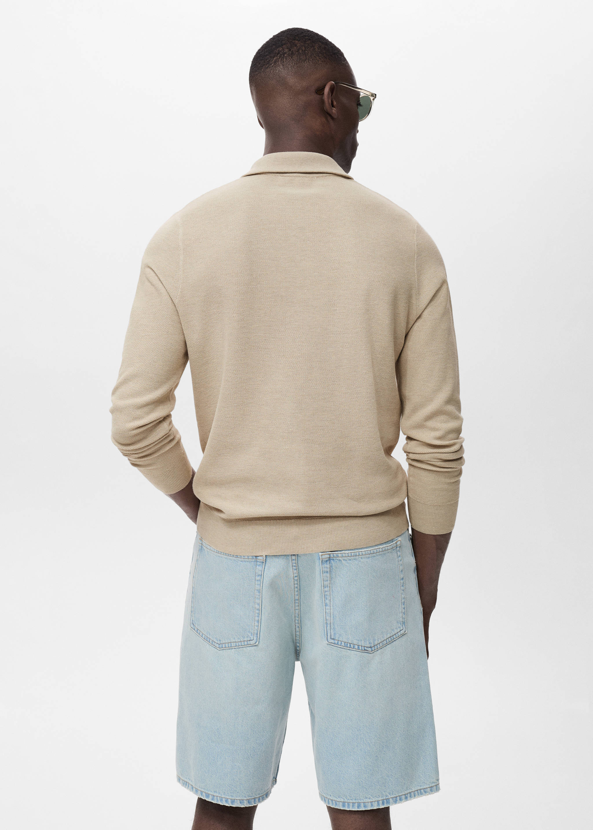 Svetr s mikrostrukturou a límecem na zip - Zadní strana zboží