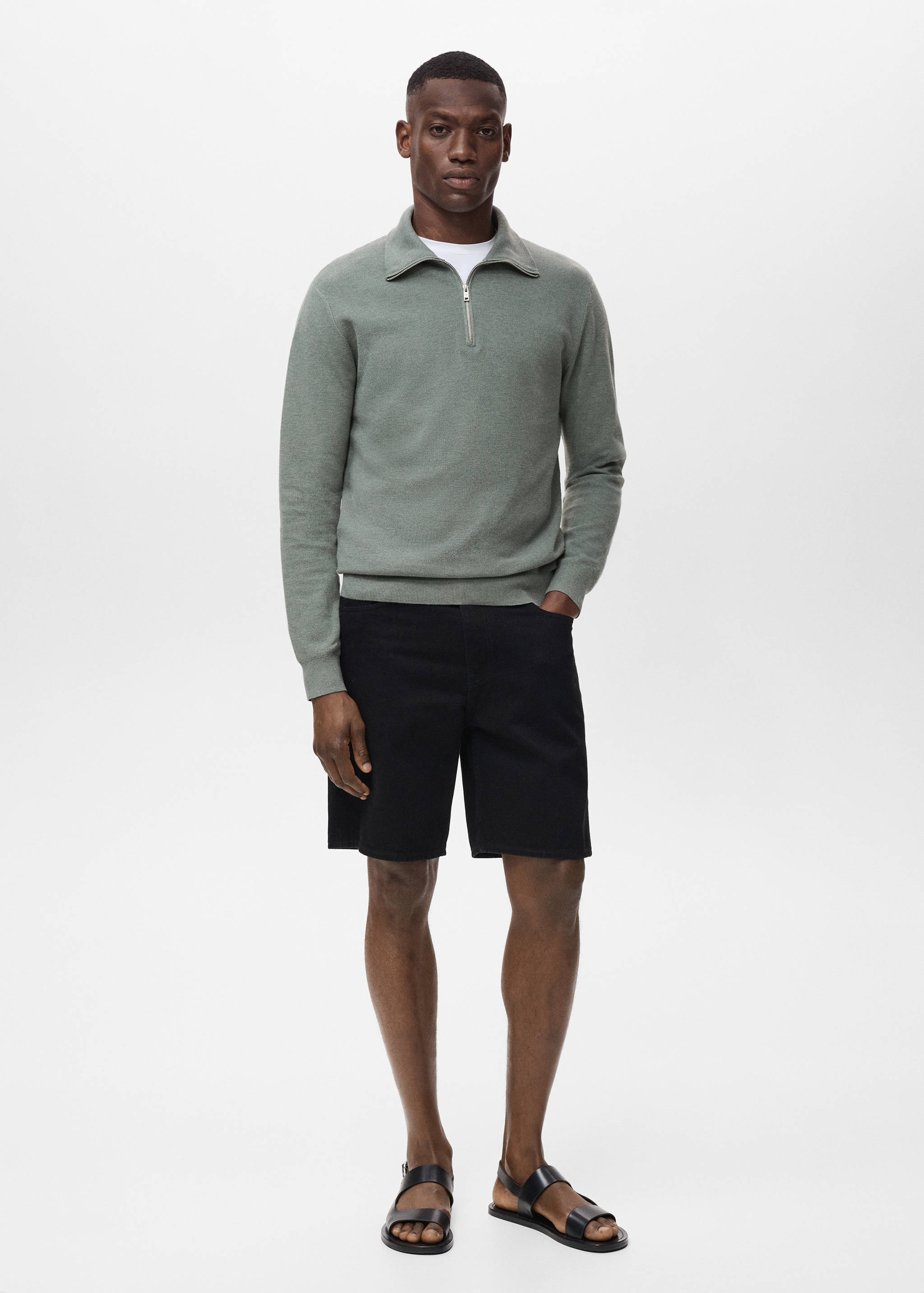 Svetr s mikrostrukturou a límecem na zip - Celkový náhled