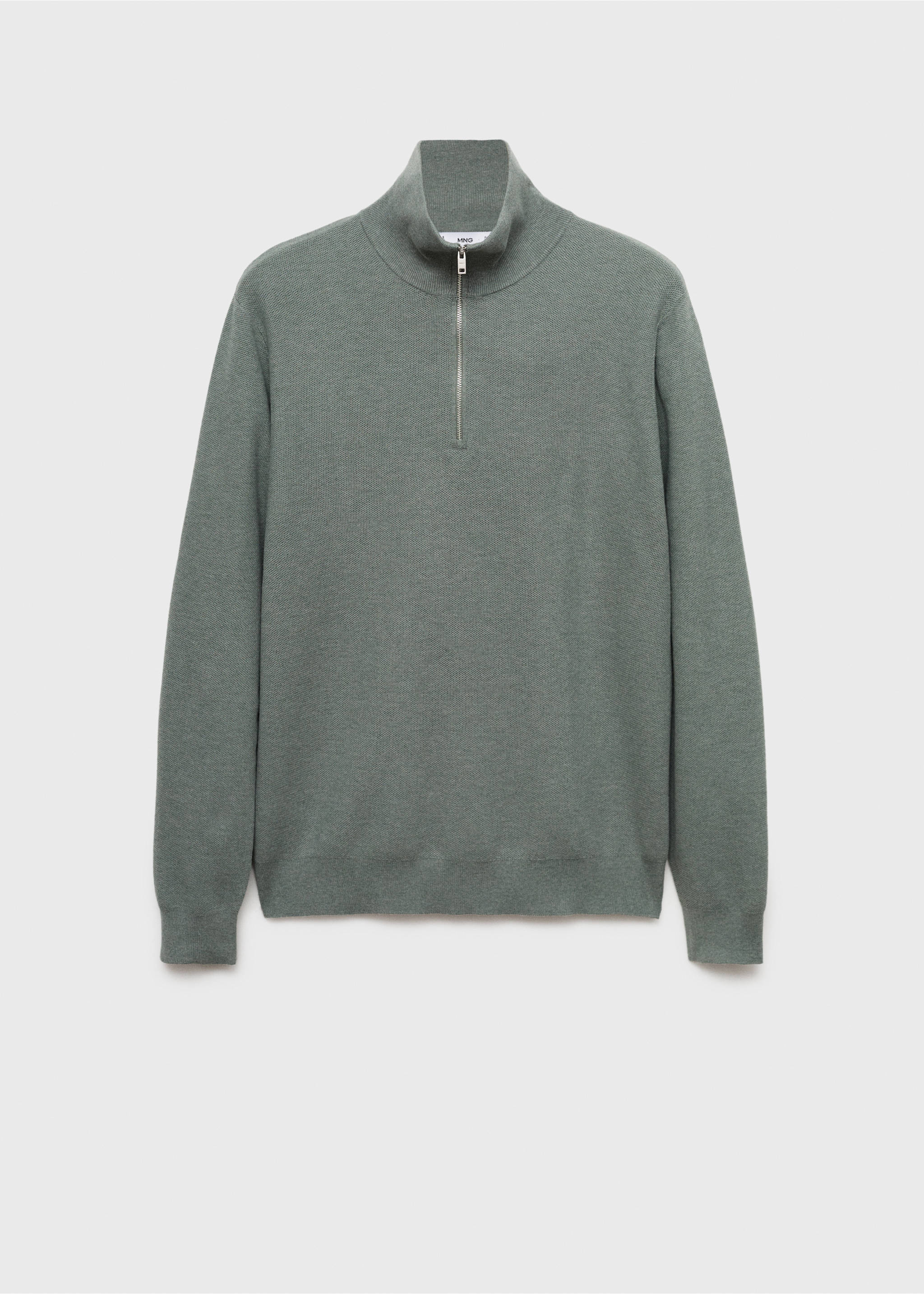 Svetr s mikrostrukturou a límecem na zip - Zboží bez modelu, Zelený les. Ref: 17035146-00.