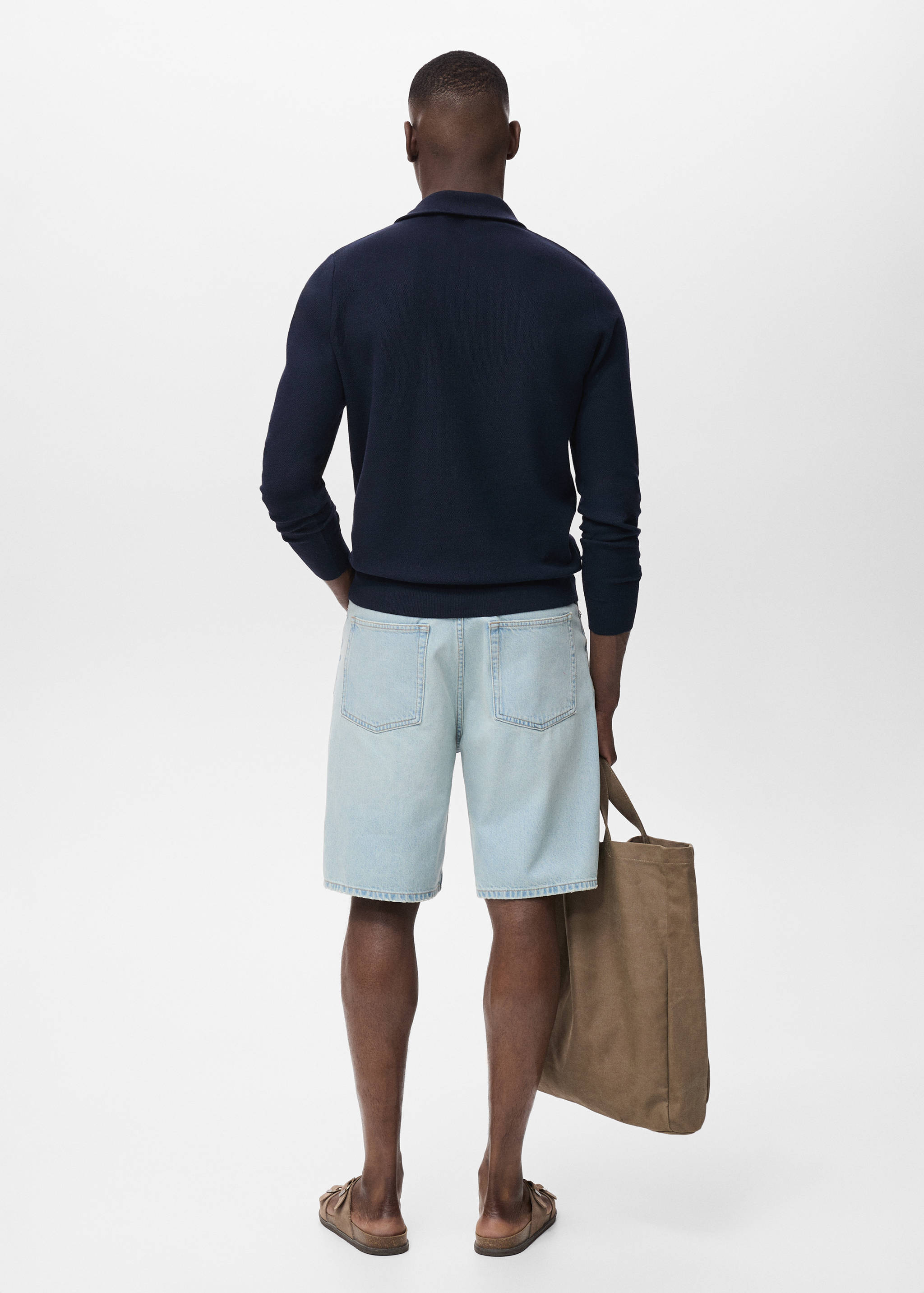 Svetr s mikrostrukturou a límecem na zip - Zadní strana zboží