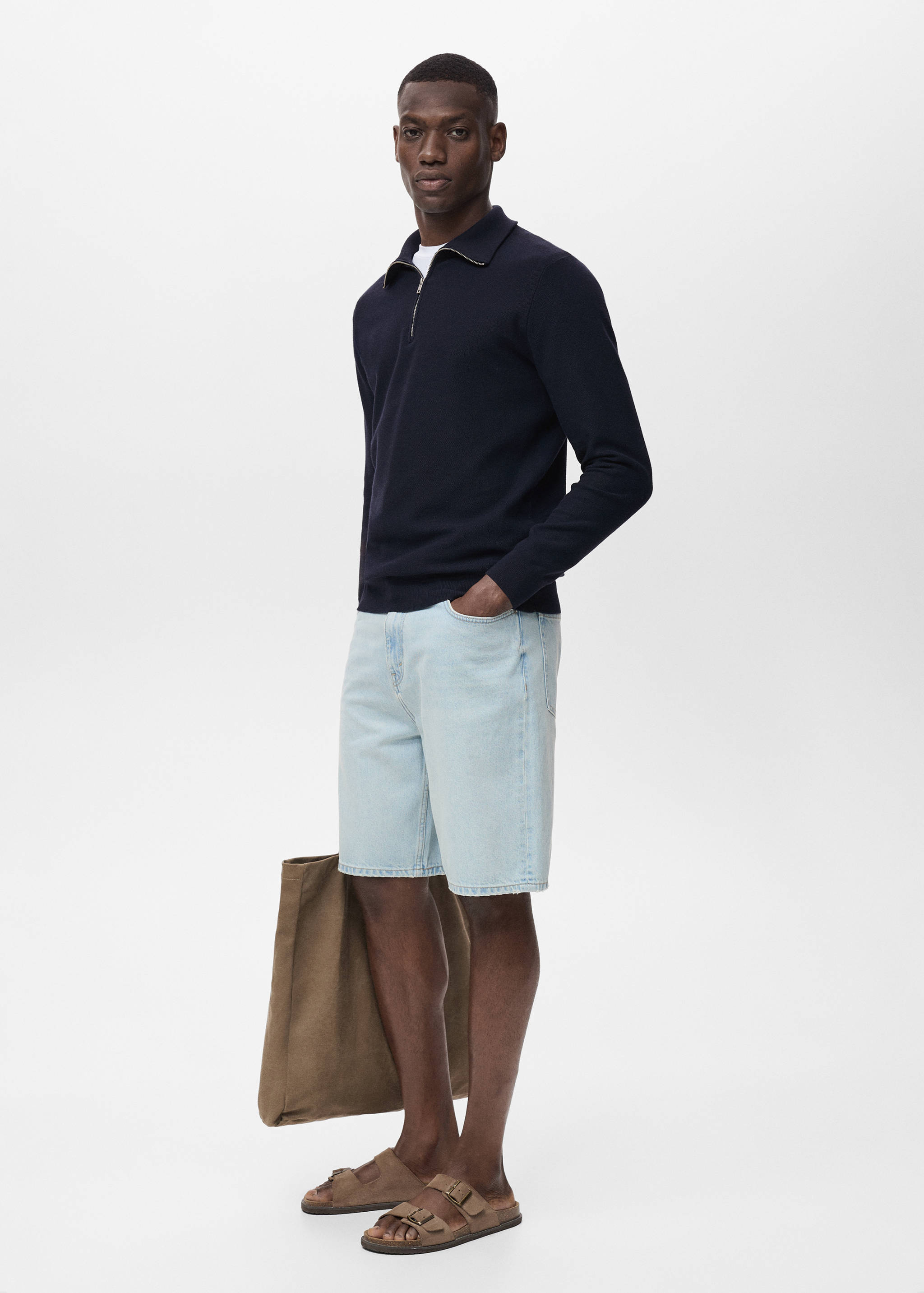 Svetr s mikrostrukturou a límecem na zip - Detail zboží 2