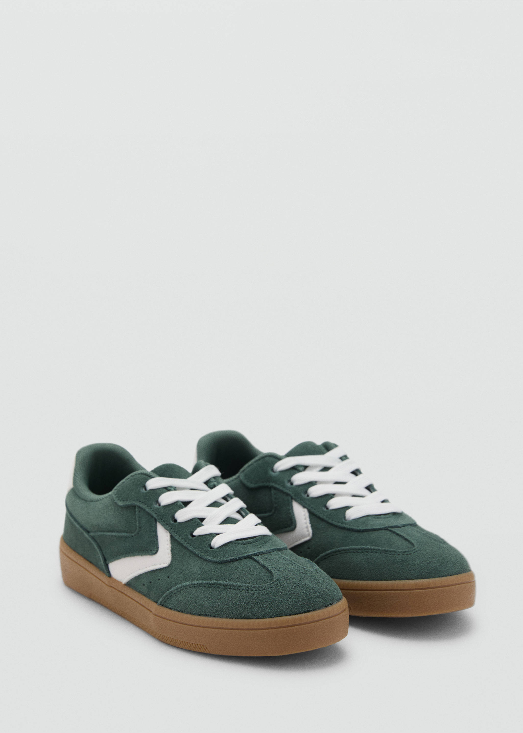 Combined leather trainers - Medium plane, Dark Green. Ref: 17035147-00.