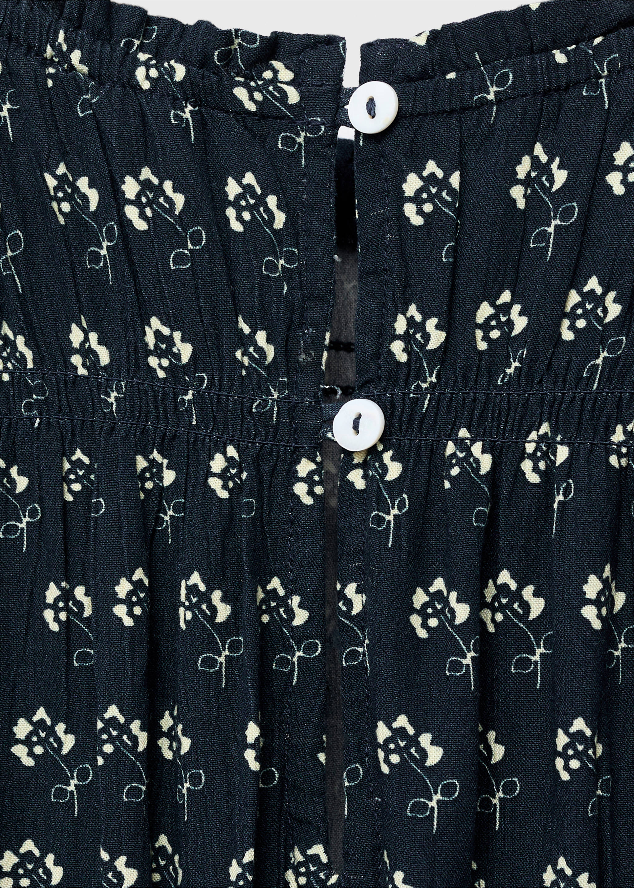 Robe florale manches bouffantes - Détail de l'article 8, Bleu marine. Ref: 17035152-00.