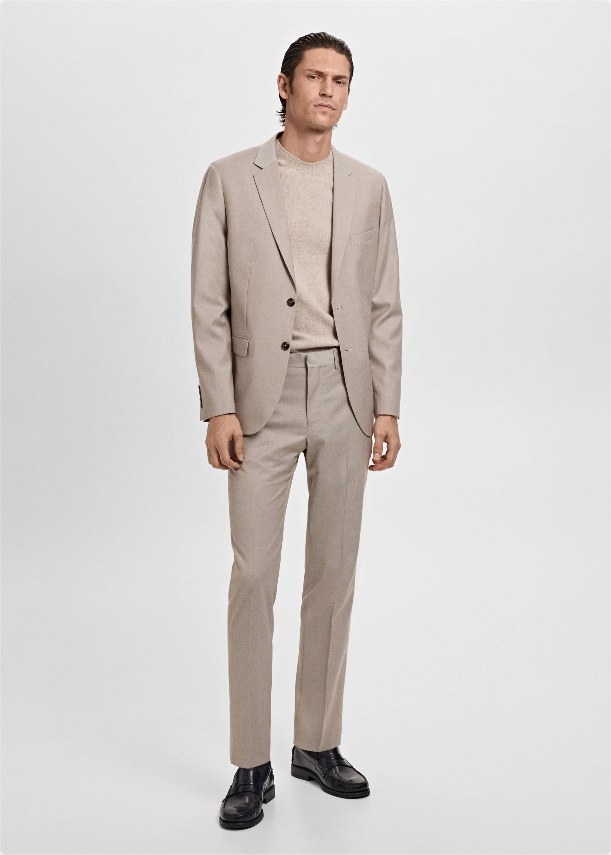 Paris slim-fit suit trousers - General plane, Sand. Ref: 17035154-00.