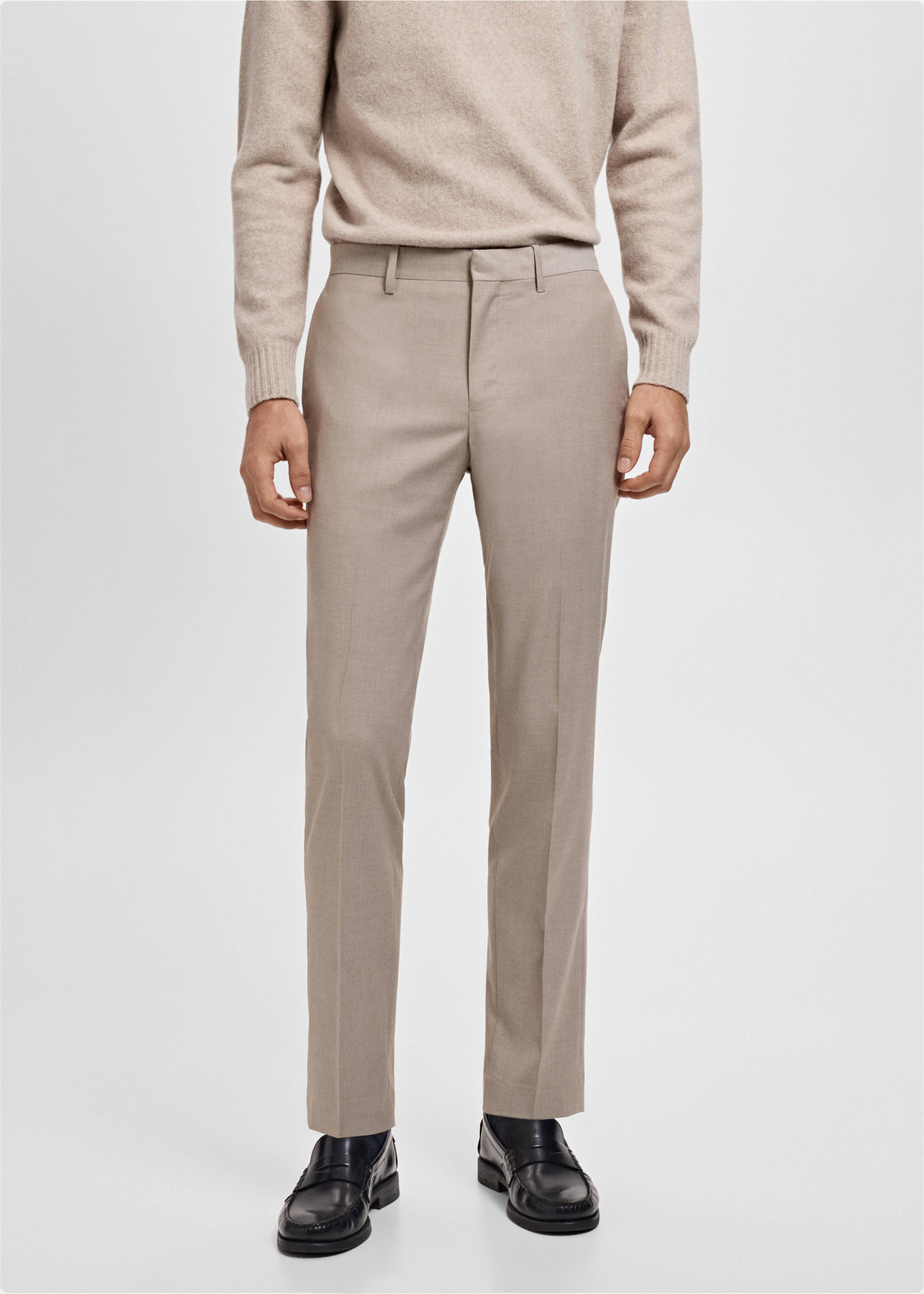 Paris slim-fit suit trousers - Medium plane, Sand. Ref: 17035154-00.