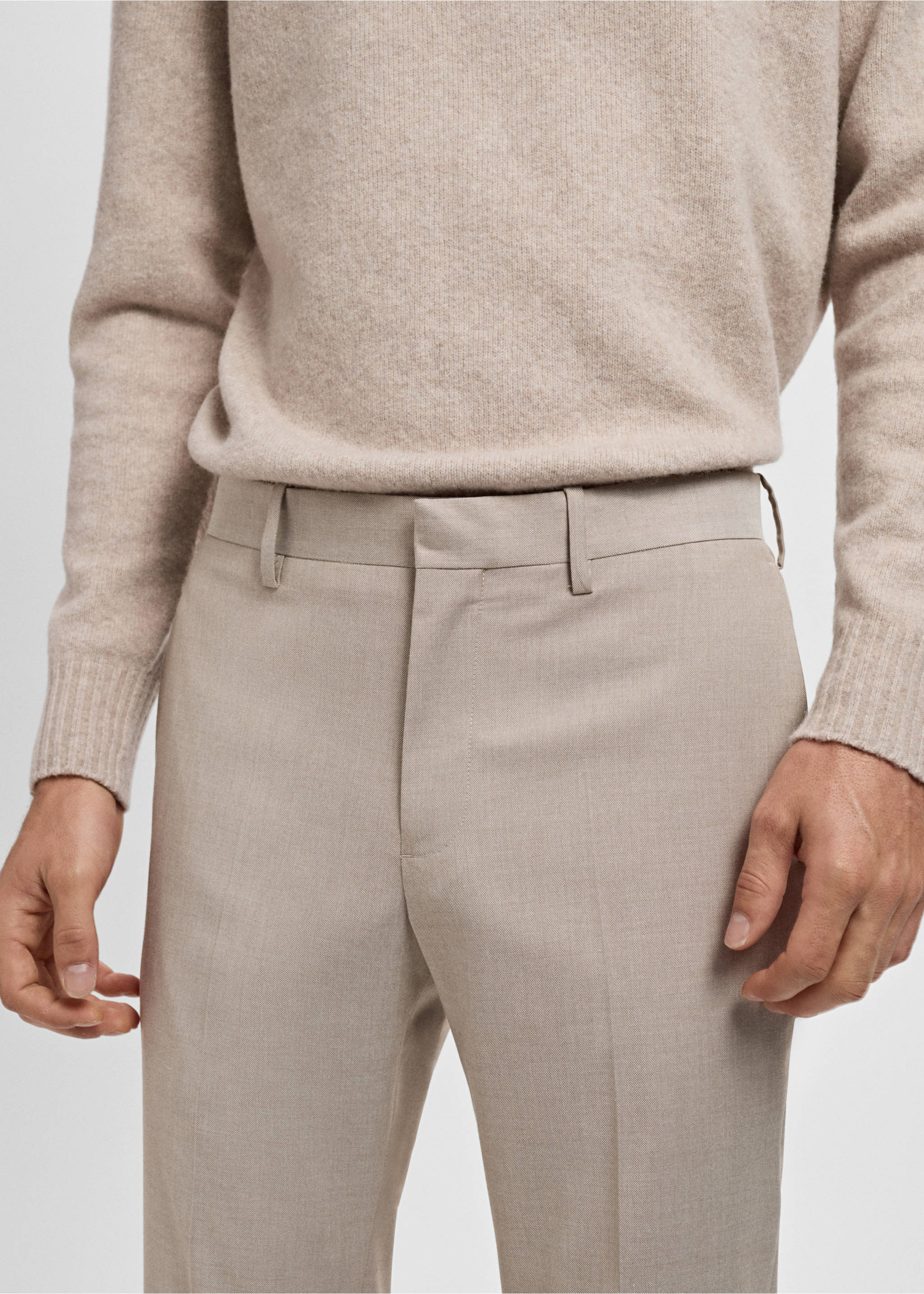 Paris slim-fit suit trousers - Details of the article 1, Sand. Ref: 17035154-00.