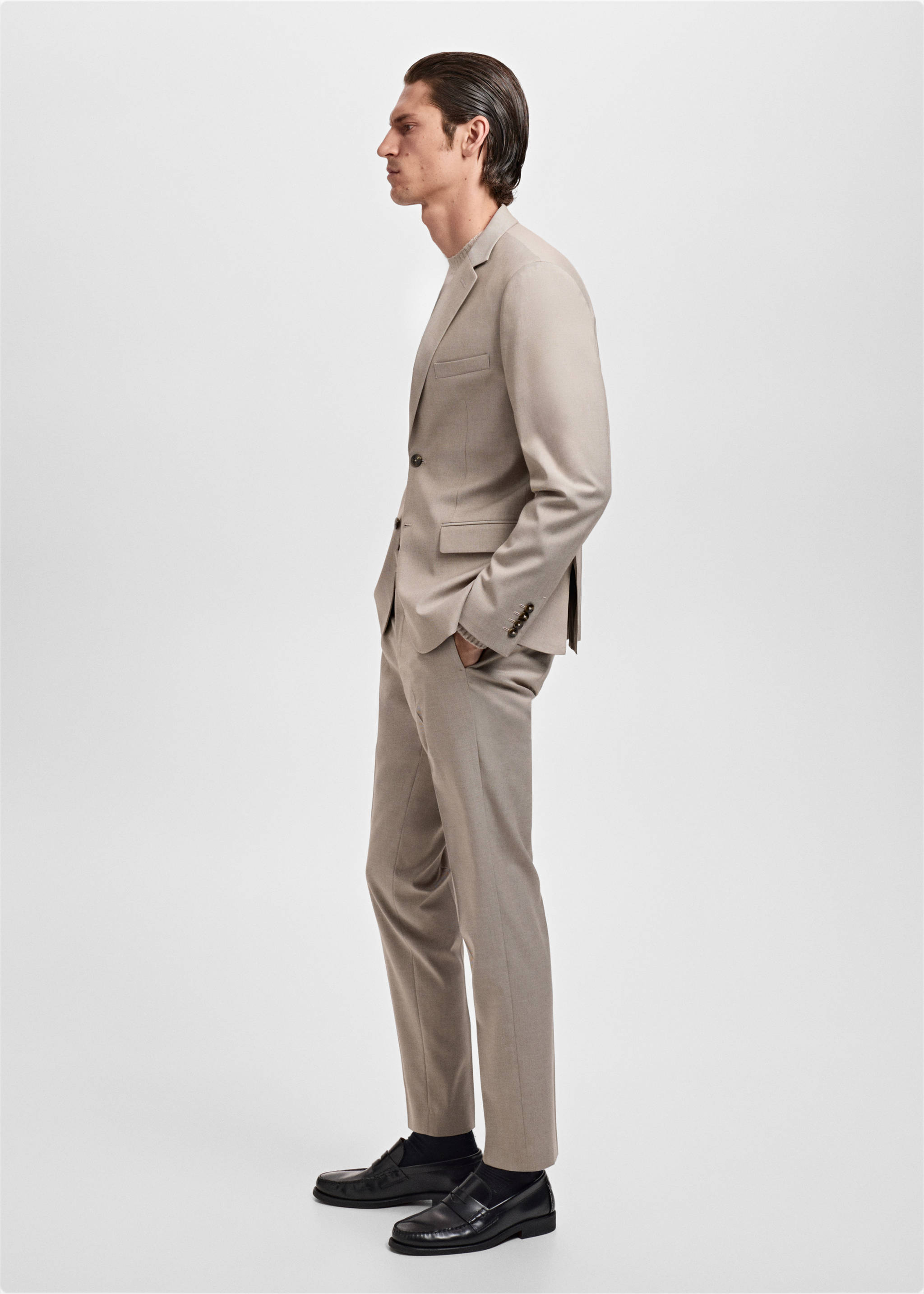 Paris slim-fit suit trousers - Details of the article 3, Sand. Ref: 17035154-00.