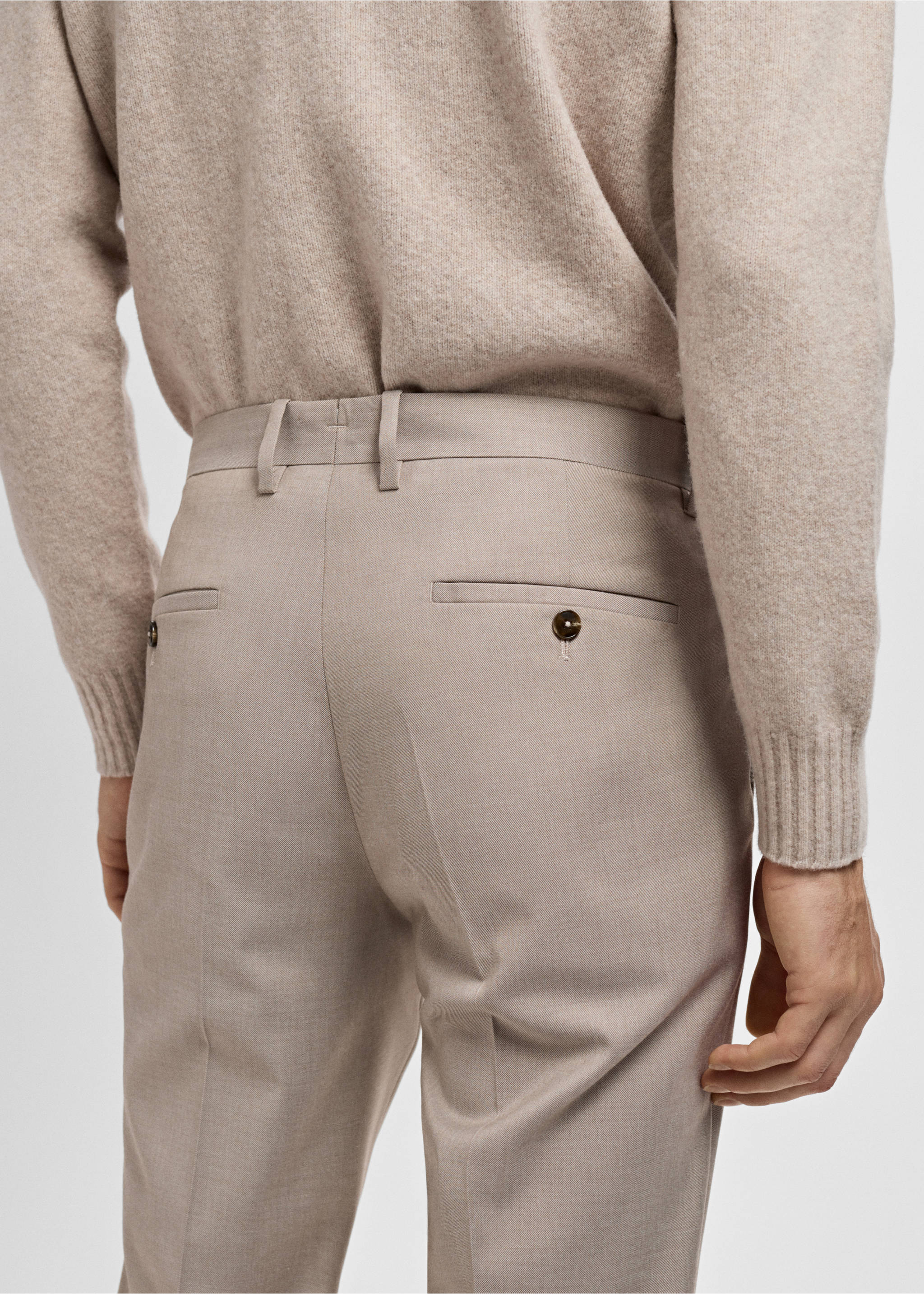 Paris slim-fit suit trousers - Details of the article 2, Sand. Ref: 17035154-00.