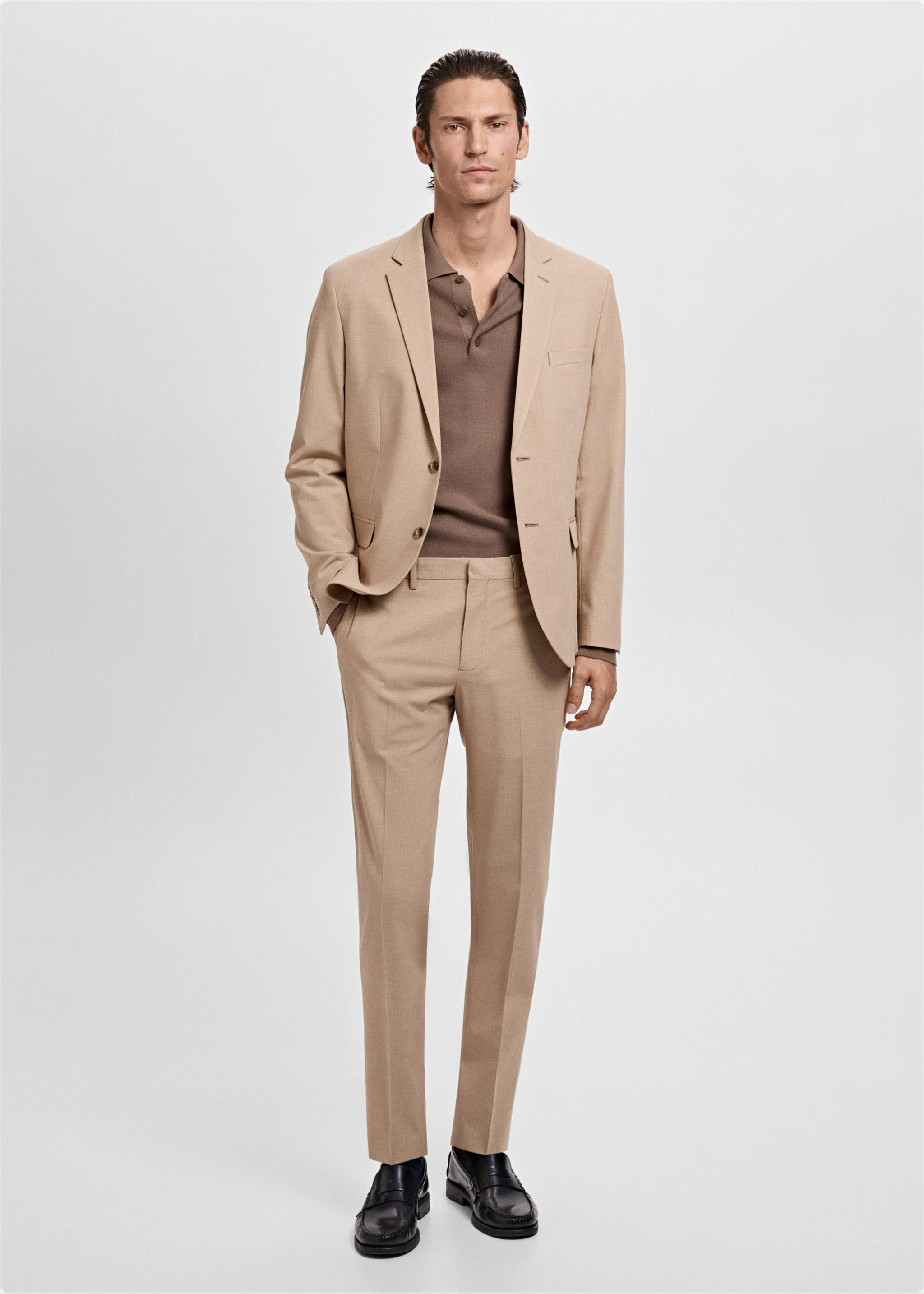 Paris slim-fit suit trousers - General plane, Beige. Ref: 17035155-00.