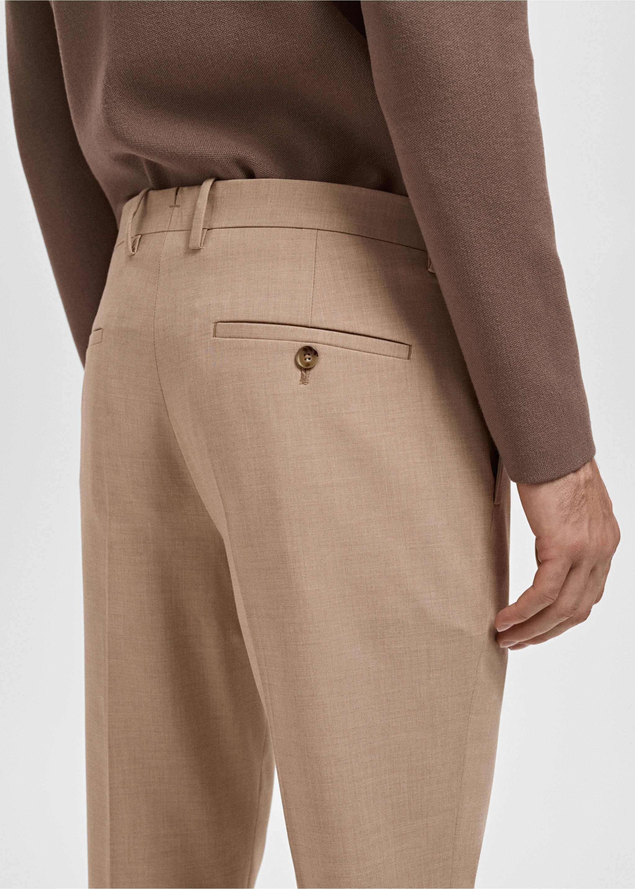 Paris slim-fit suit trousers - Details of the article 1, Beige. Ref: 17035155-00.