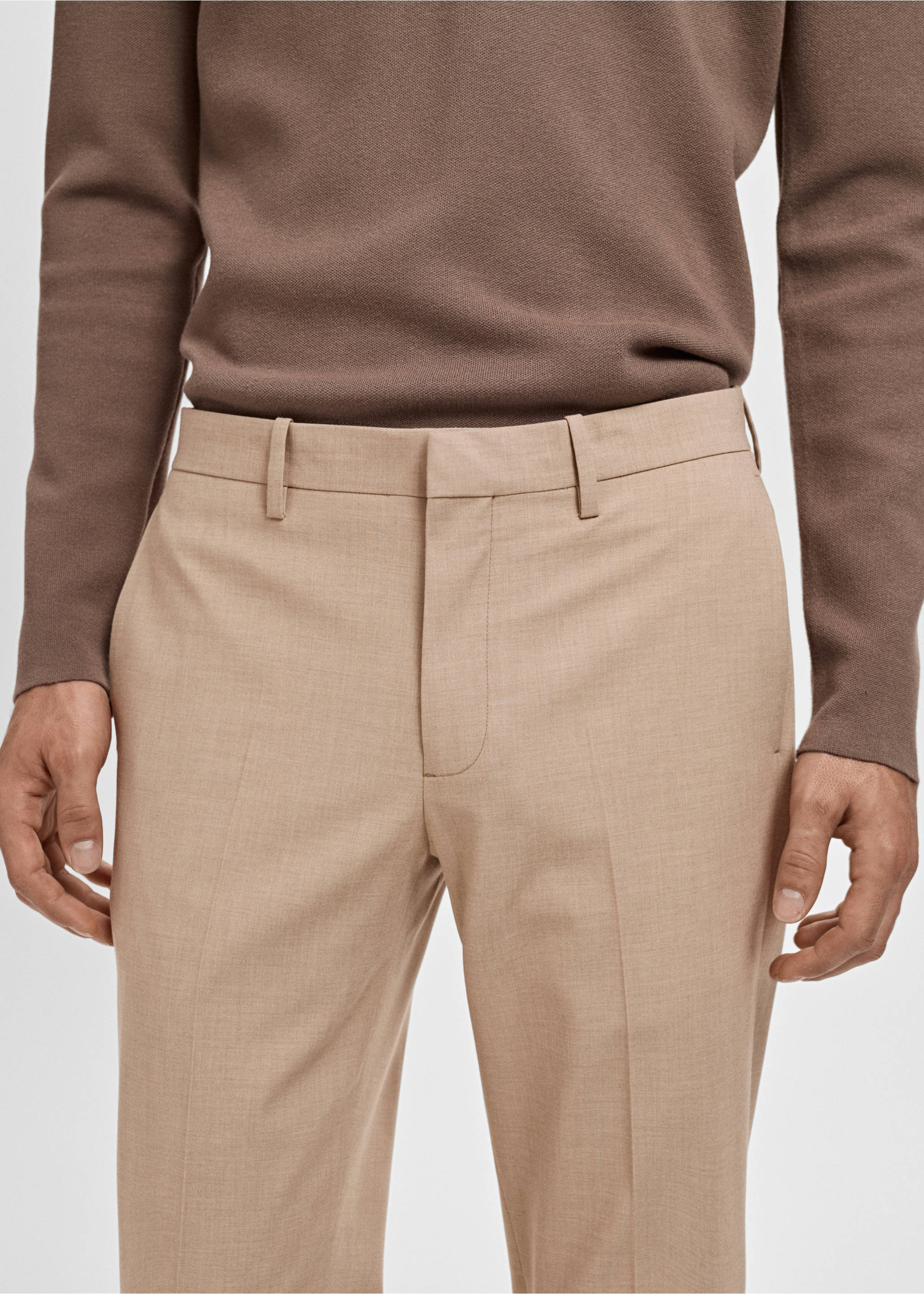 Paris slim-fit suit trousers - Details of the article 2, Beige. Ref: 17035155-00.