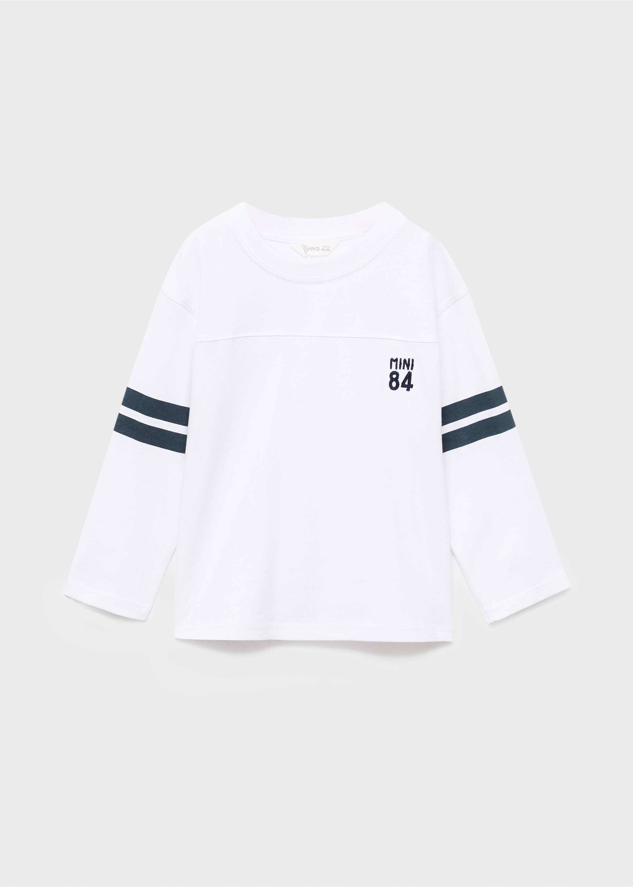 Embroidered striped t-shirt - Article without model, White. Ref: 17035156-00.