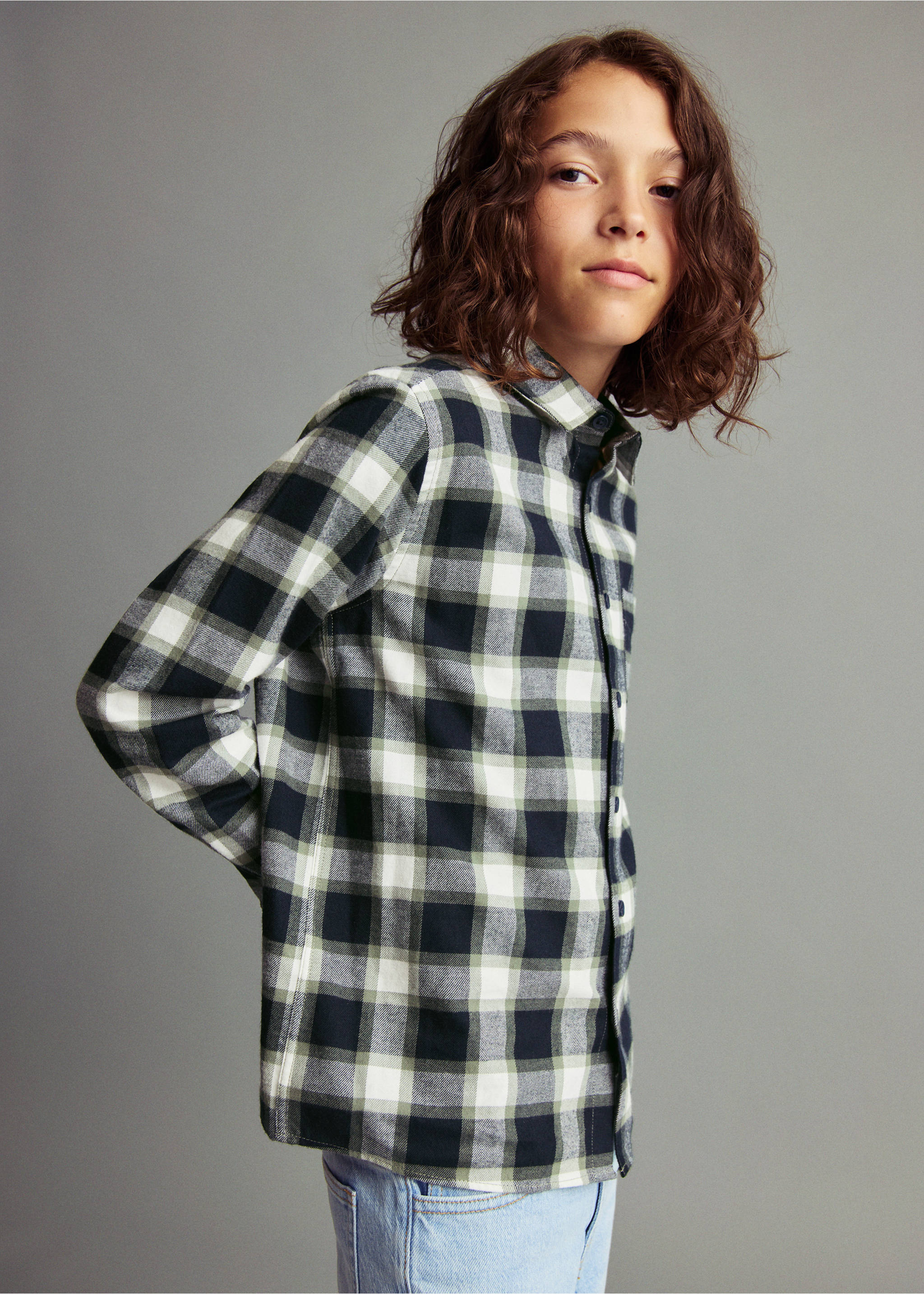 Check cotton shirt - Medium plane, Navy. Ref: 17035158-00.