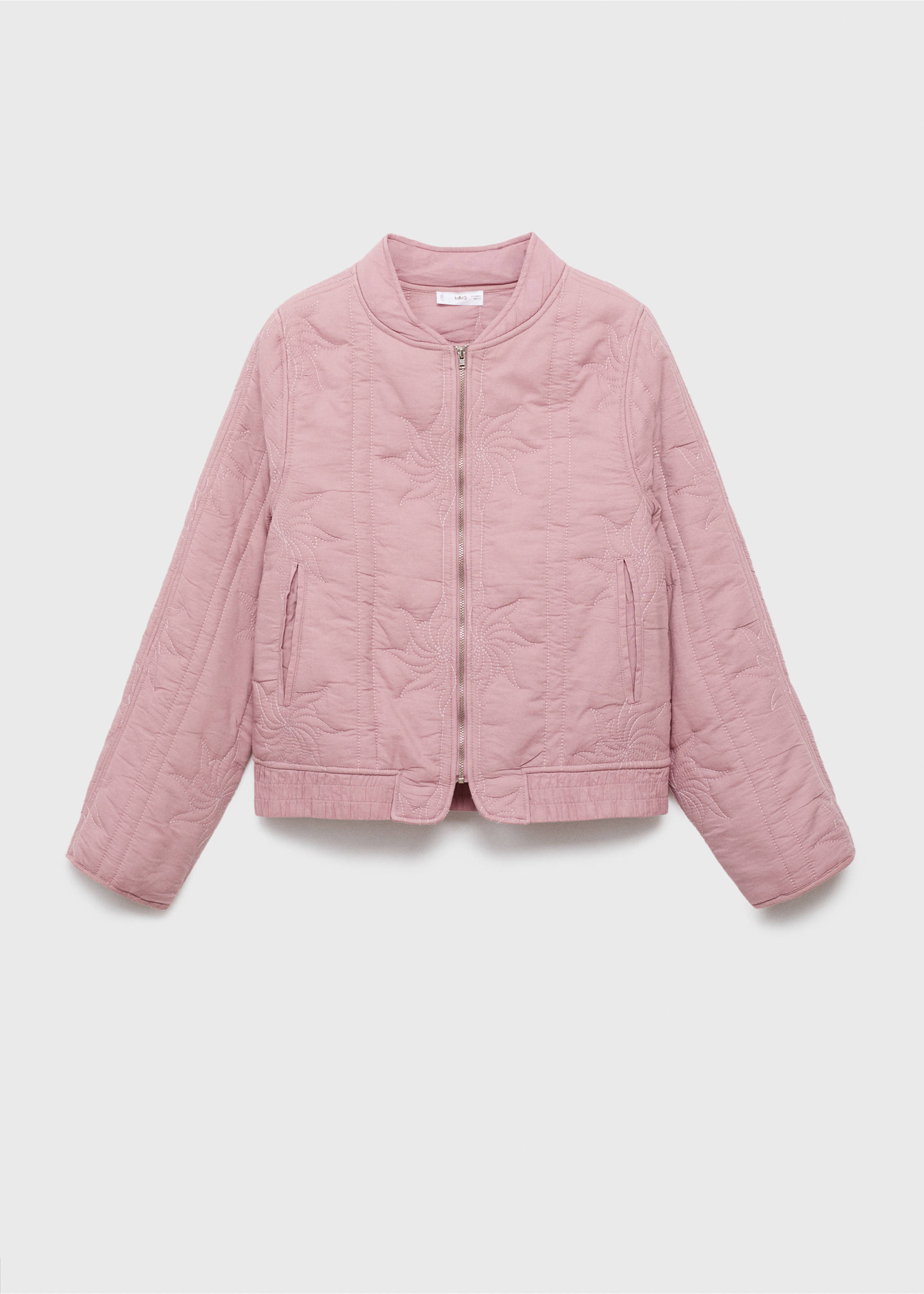 Embroidered quilted jacket - Article without model, Pastel Pink. Ref: 17035163-00.
