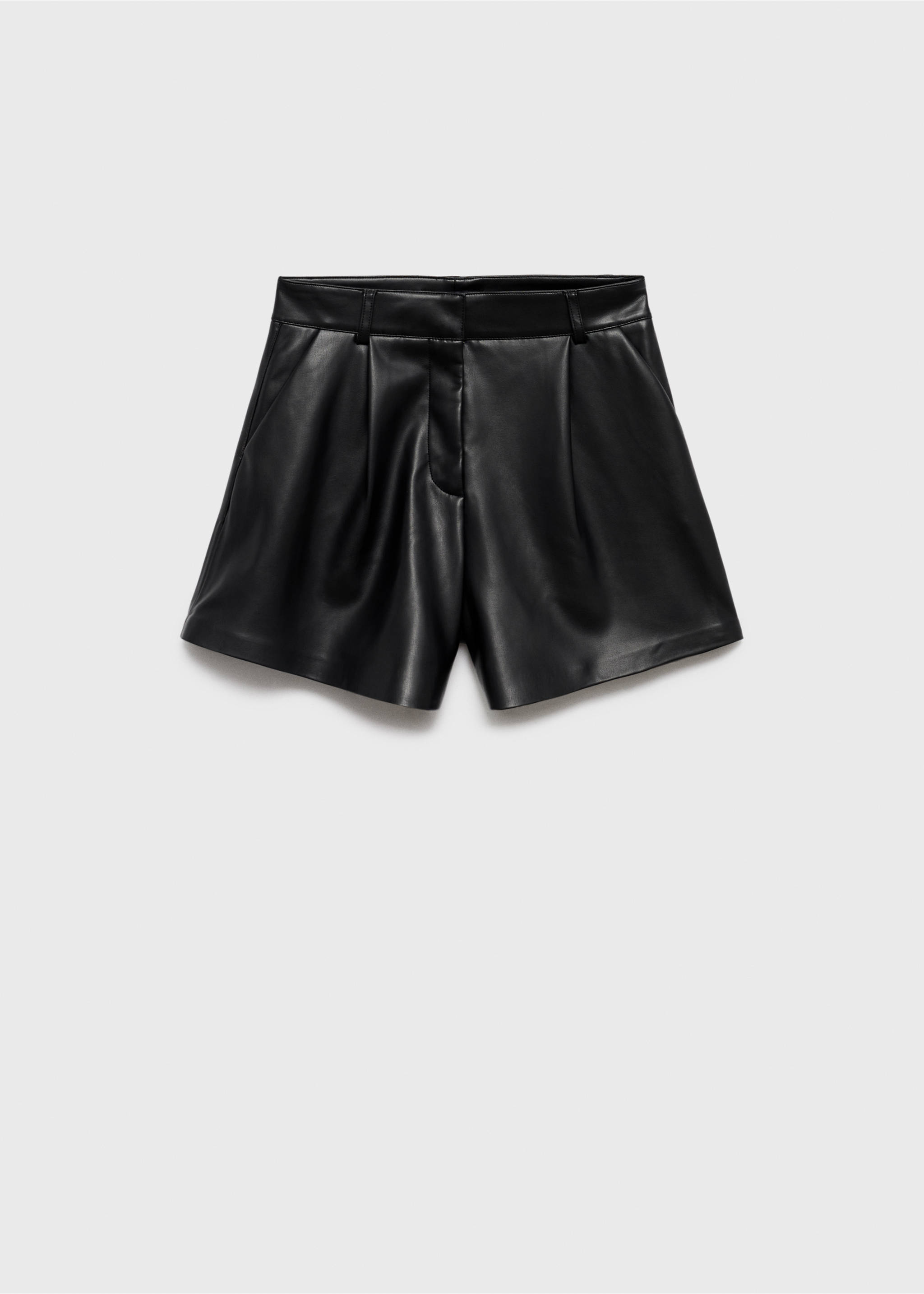 Pleated faux-leather shorts - Article without model, Black. Ref: 17035168-00.