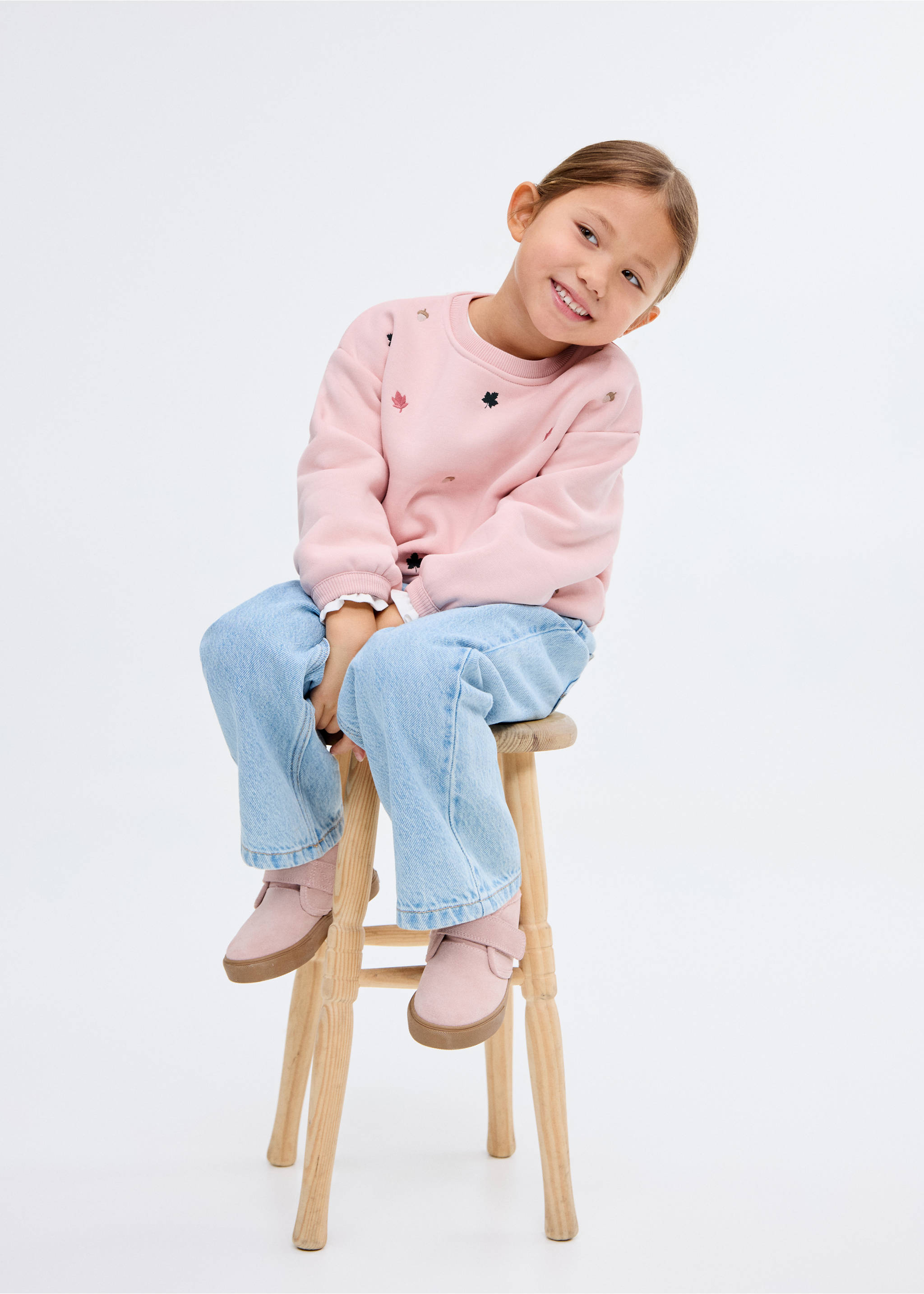 Besticktes Baumwoll-Sweatshirt - Allgemeine Ansicht, Rosa. Ref: 17035172-00.