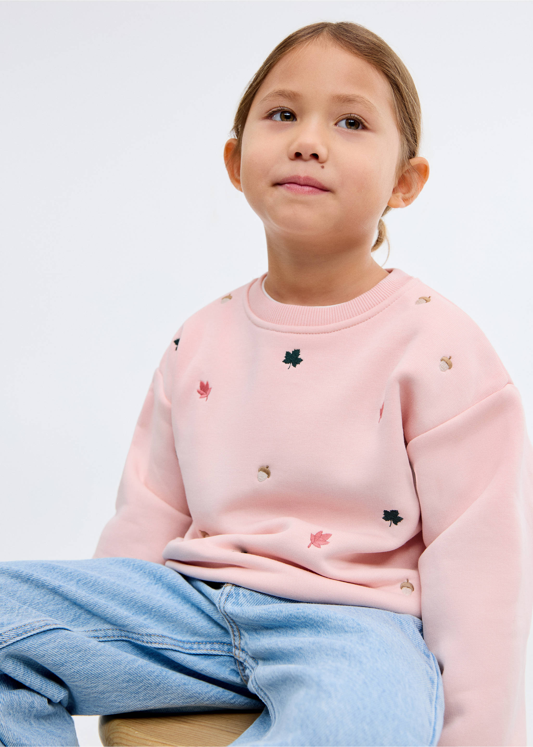 Besticktes Baumwoll-Sweatshirt - Mittlere Ansicht, Rosa. Ref: 17035172-00.