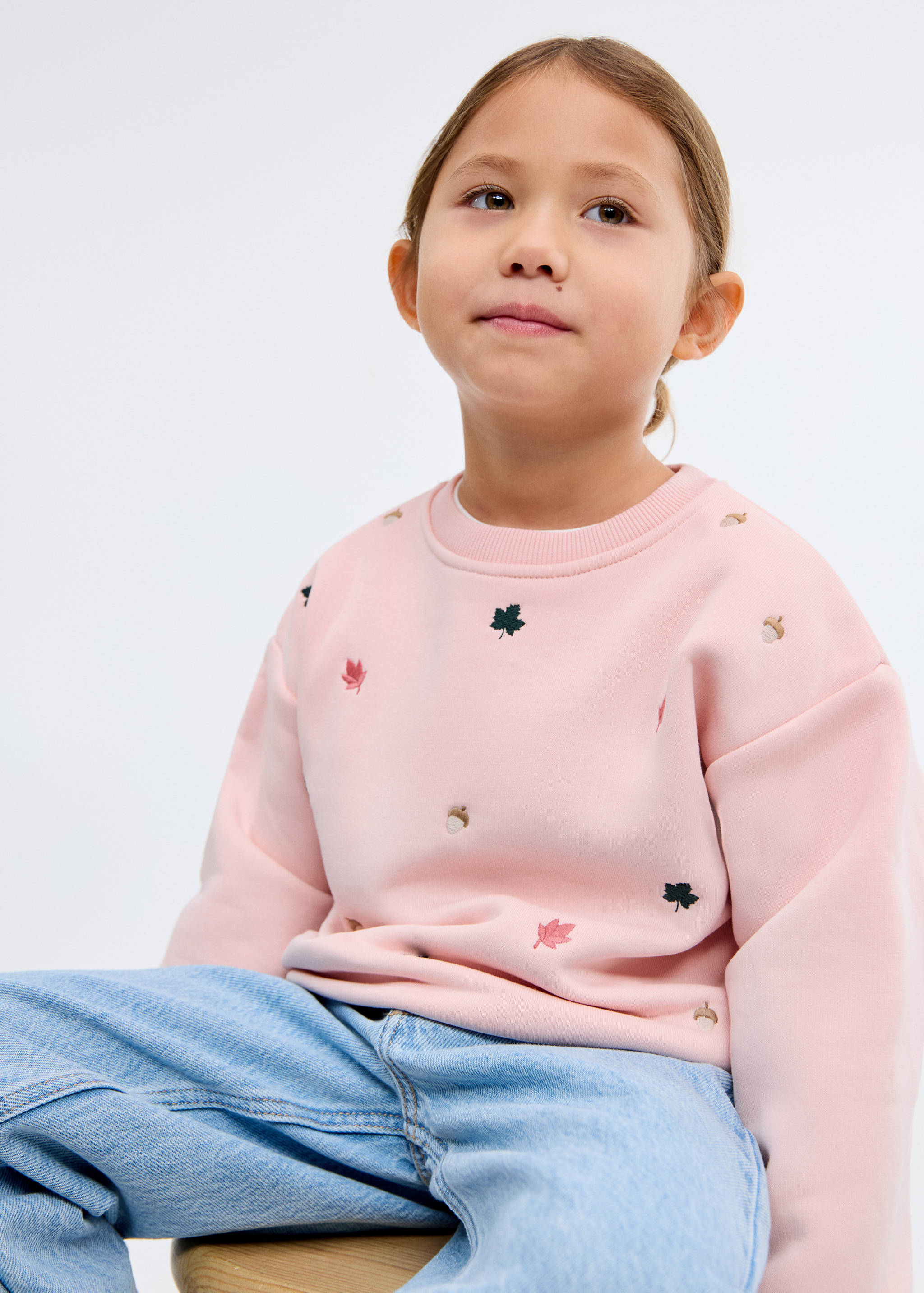 Besticktes Baumwoll-Sweatshirt - Mittlere Ansicht