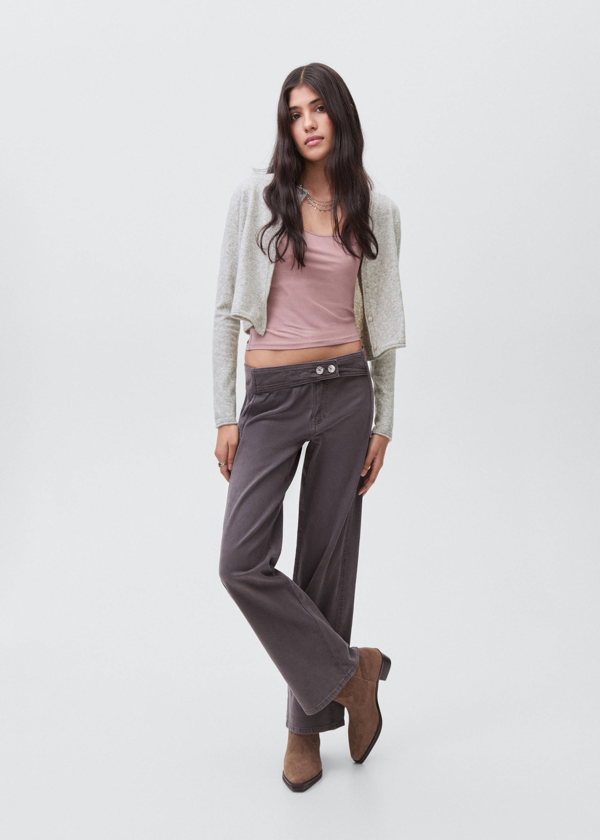 Cropped cardigan with buttons - General plane