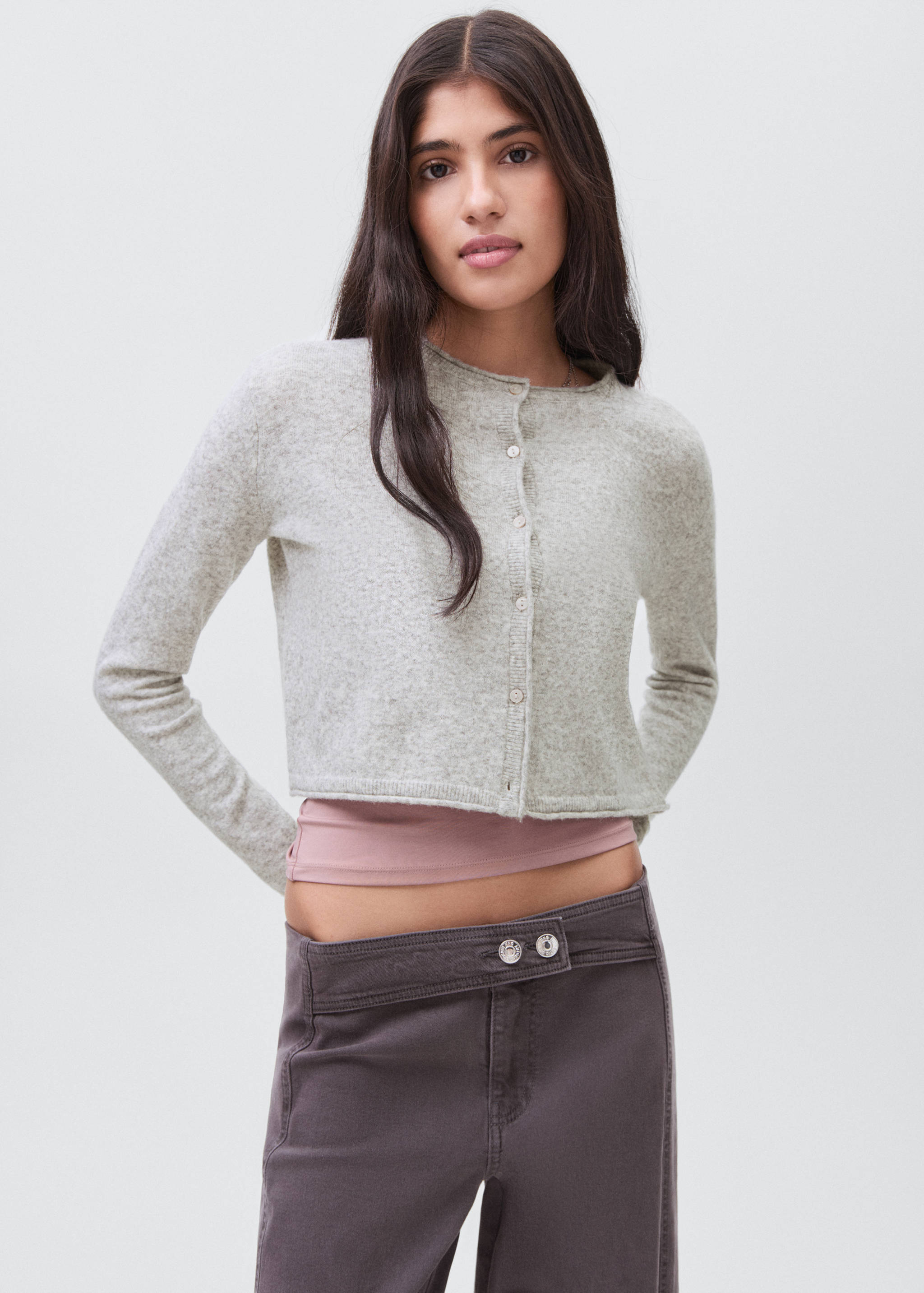 Cropped cardigan with buttons - Medium plane