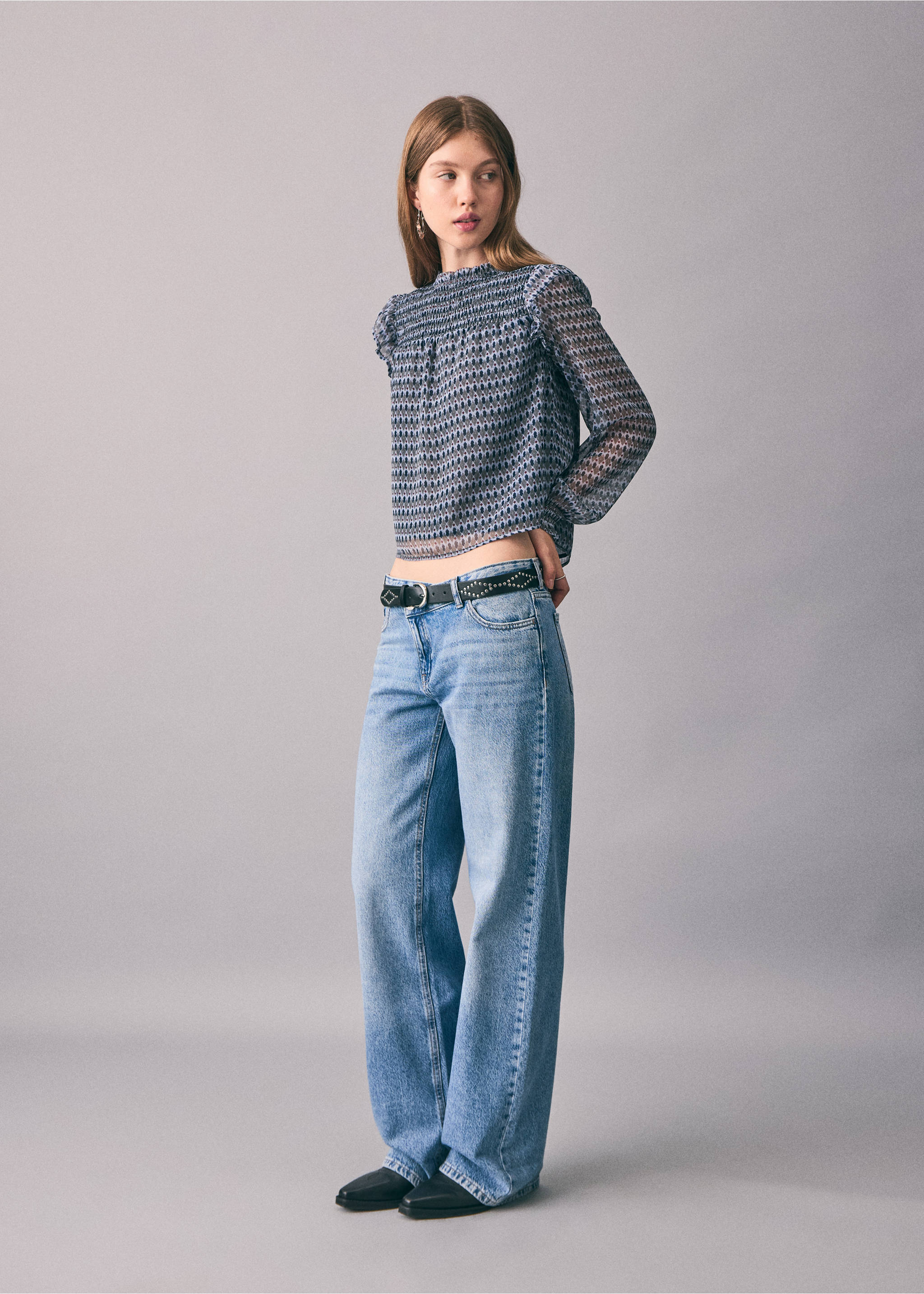 Ethnic-print blouse - General plane, Charcoal. Ref: 17035794-00.
