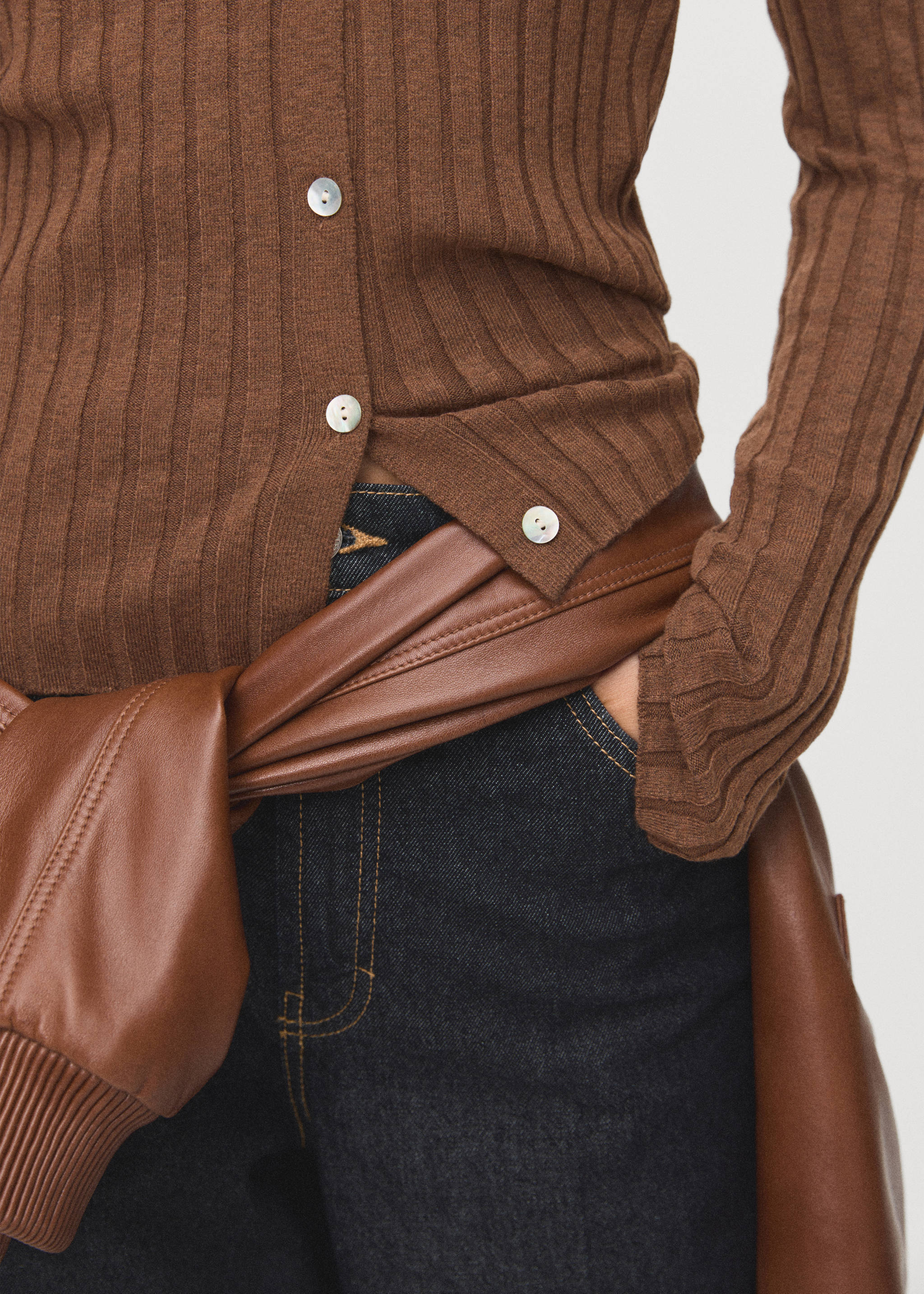 Fine rib knit cardigan - Details of the article 3
