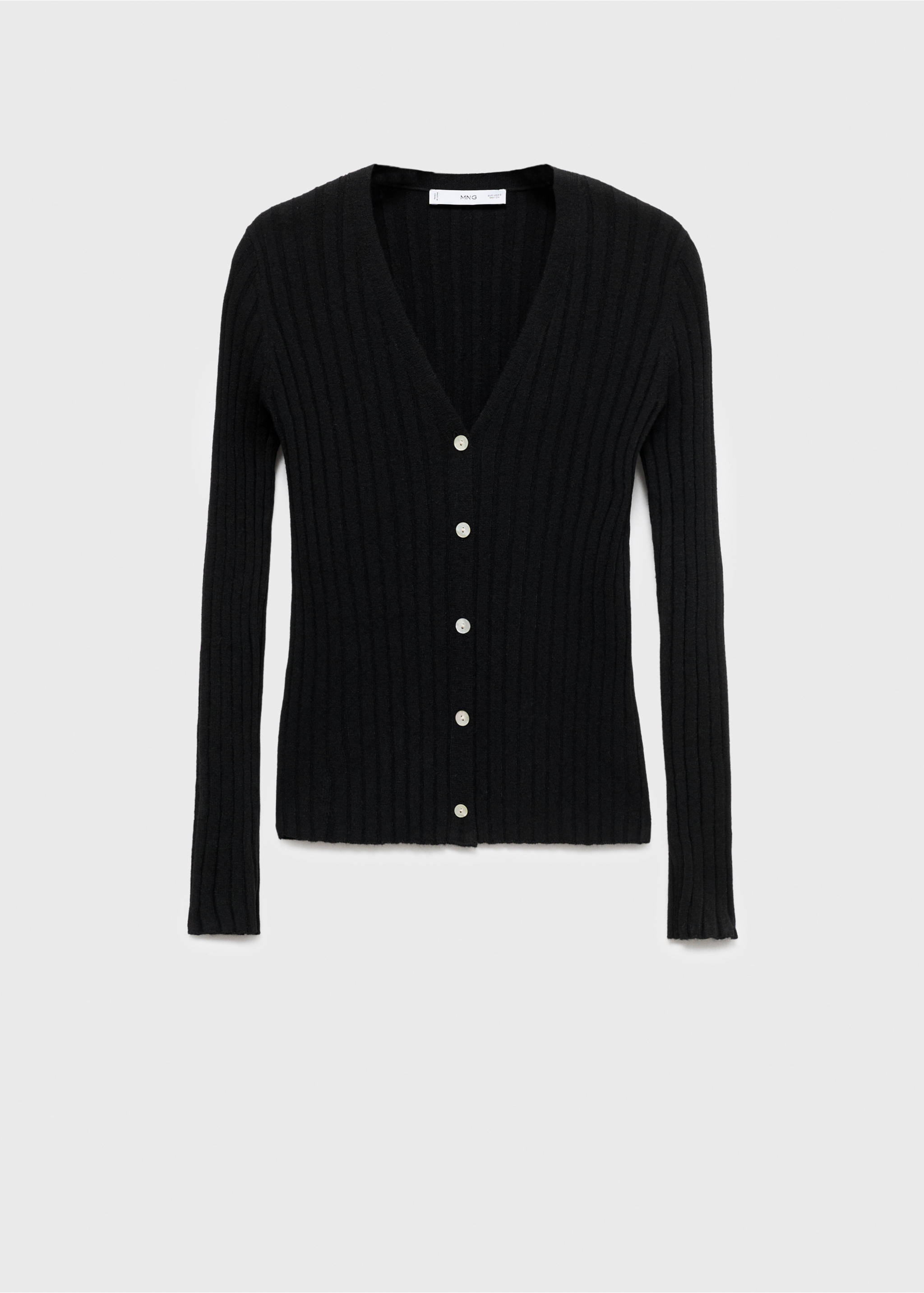 Fine rib knit cardigan - Article without model, Black. Ref: 17035800-00.